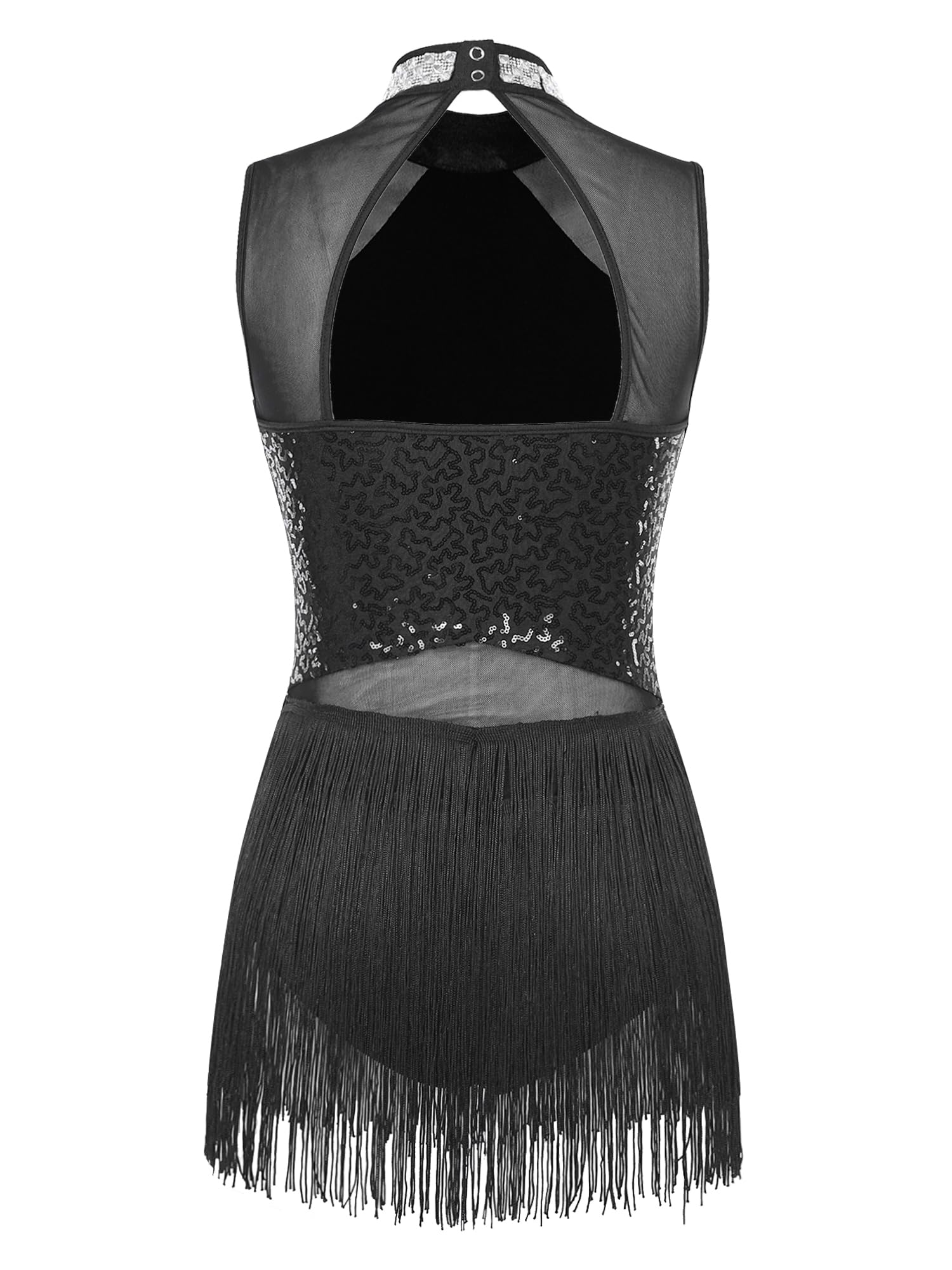 YiZYiF Women's Rhinestone Fringe Latin Dance Dress - Samba, Rumba, Ballroom Performance Costume for Competitions & Showcases