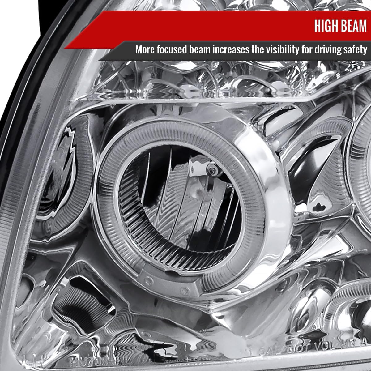 2007-2012 Dodge Caliber LED Halo Projector Headlights with Clear Lens - Smoked Black Housing - DRL & Turn Signal Lights - Upgrade for Night Driving & Custom Look