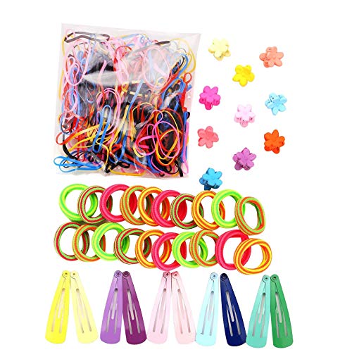 240Pcs Colorful Elastic Hair Ties for Girls - Soft Stretch Headbands, Ponytail Holders & Hair Clips Set - Perfect for School, Sports, Parties and Daily Hair Styling - Cute Gift for Kids and Teens