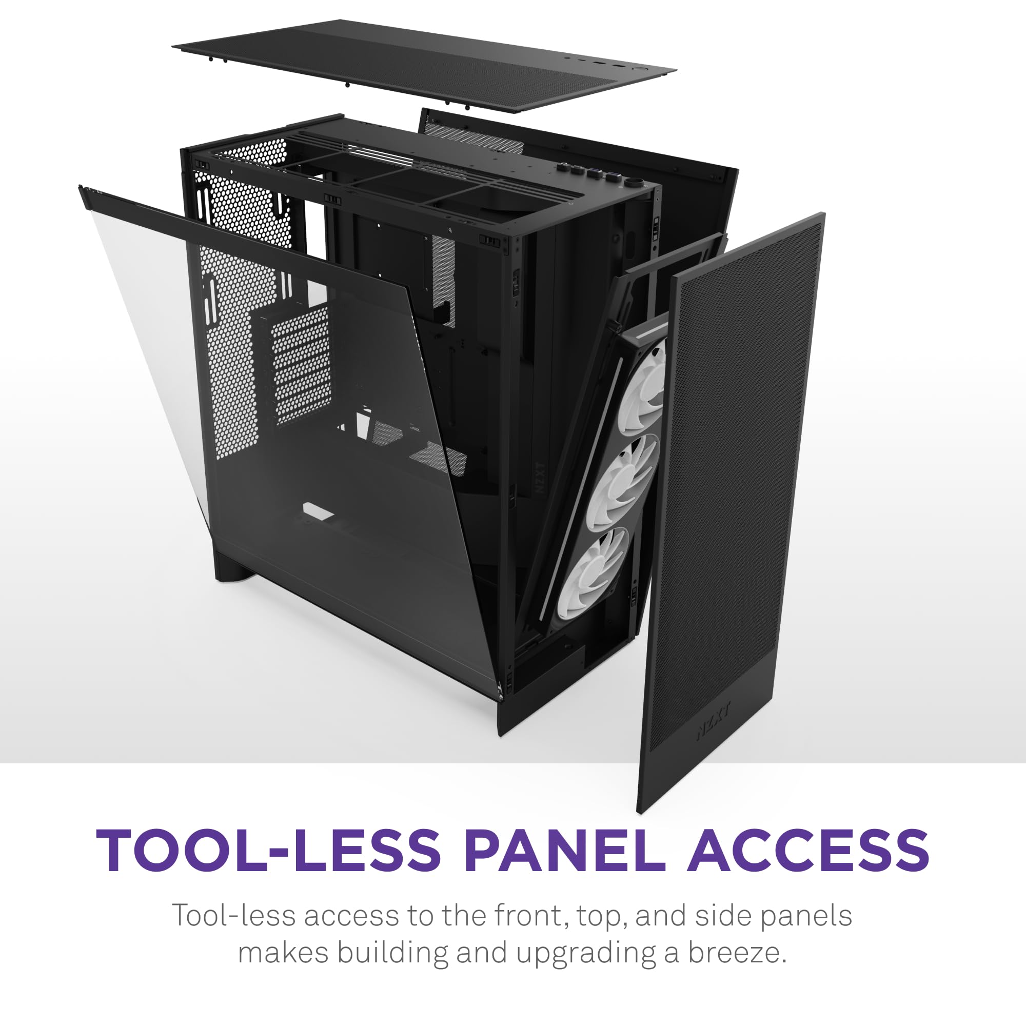 NZXT H7 Flow RGB Mid-Tower ATX PC Case - High Airflow Gaming Case with 360mm RGB Fan, Bottom Fan Support for GPU Cooling, Premium Cable Management (Black) | Perfect for Gaming Rigs, Streaming PCs & High-Performance Builds