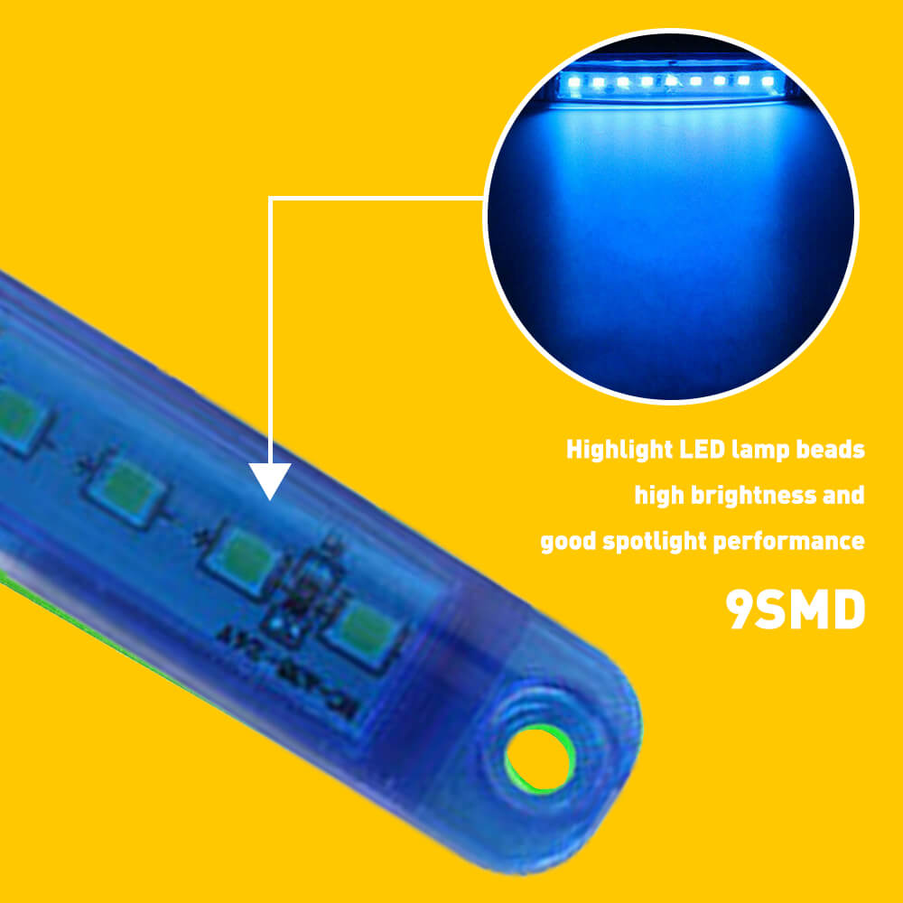 10Pcs 3.94 Inch Slim LED Side Marker Lights 12V/24V 9 SMD LED - Waterproof Amber Clearance Lights for Truck, Trailer, RV, Bus - Perfect for Night Driving & Vehicle Safety