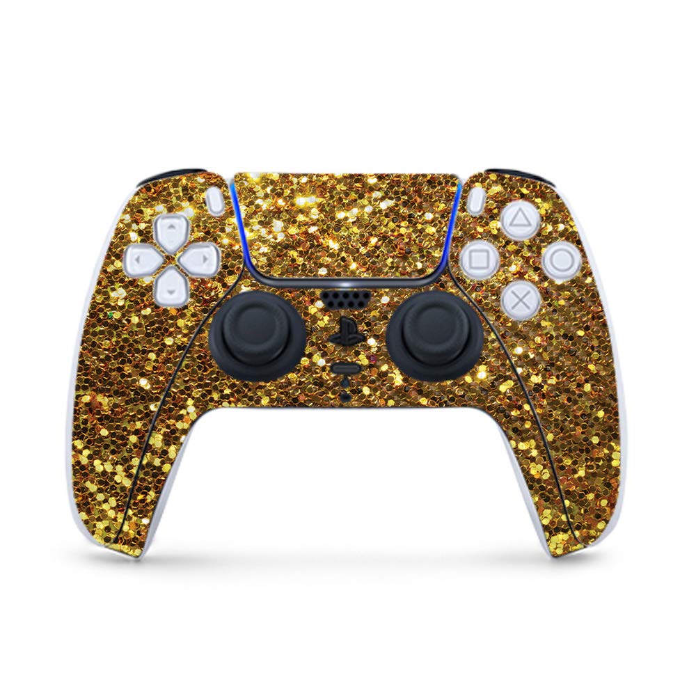 Premium Carbon Fiber Gaming Skin for PS5 Controller - Gold Dazzle Design | Durable Textured Finish | Easy to Apply & Remove | Made in USA | Perfect for Gaming Enthusiasts & Customization Lovers