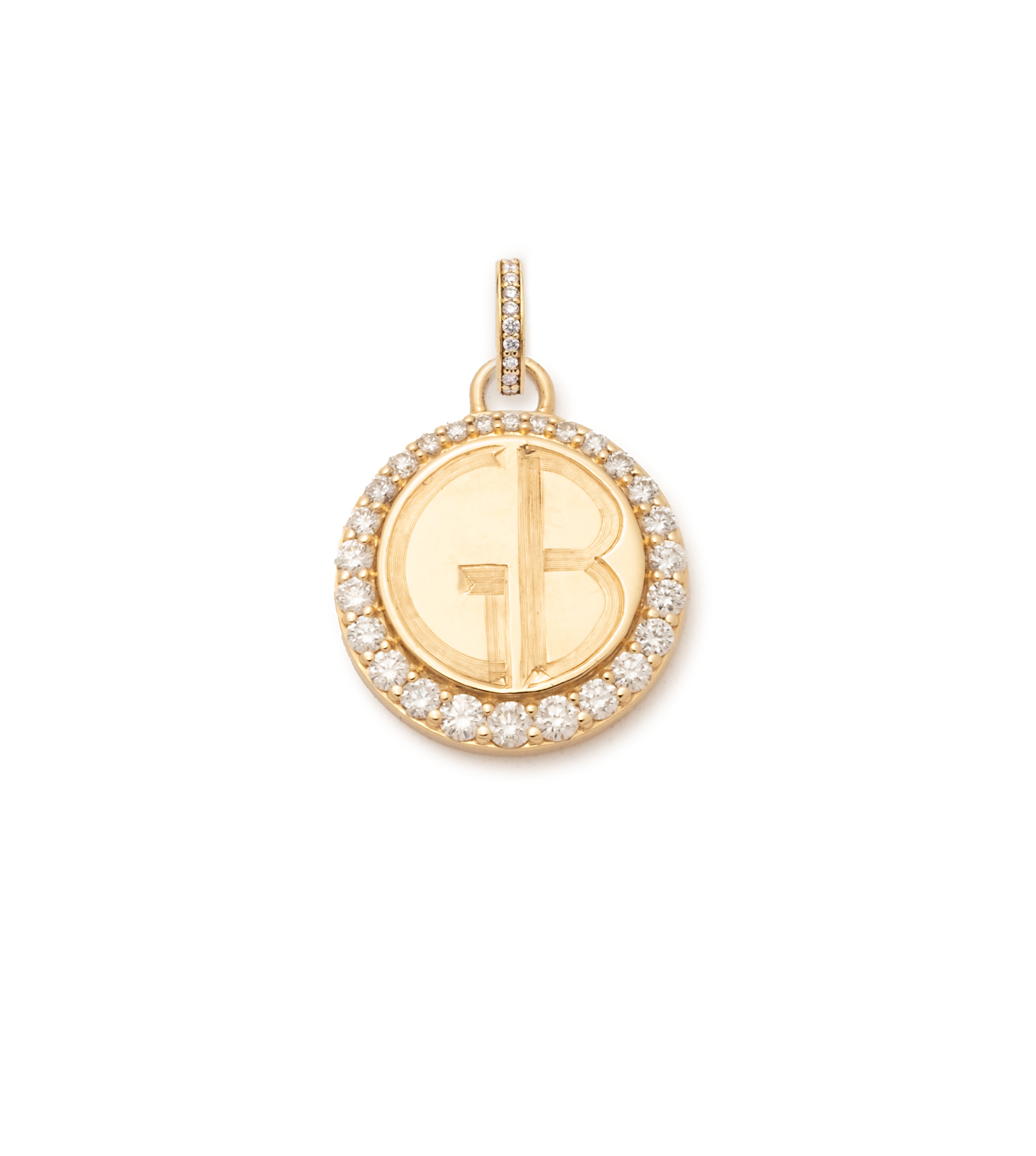 Pave Diamond Engravable Medallion Necklace with Annex Link Chain - Elegant Personalized Jewelry Gift for Women, Perfect for Anniversaries, Weddings & Special Occasions