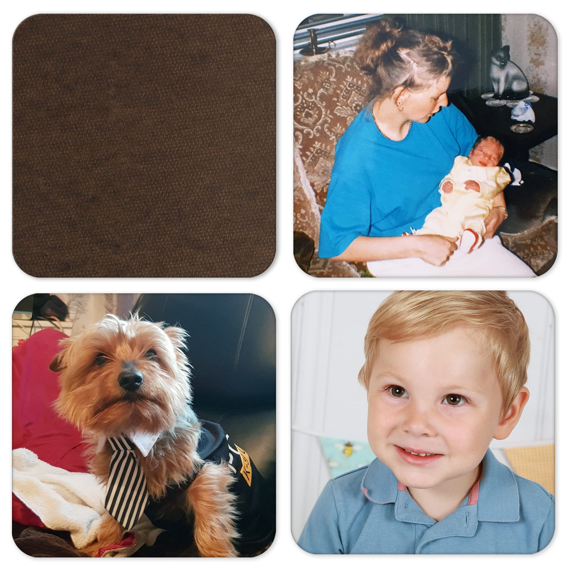 Personalized Photo Coasters Set of 4 - Custom Square Drink Coasters with Your Own Pictures - Glossy Finish - Perfect for Weddings, Anniversaries & Home Decor