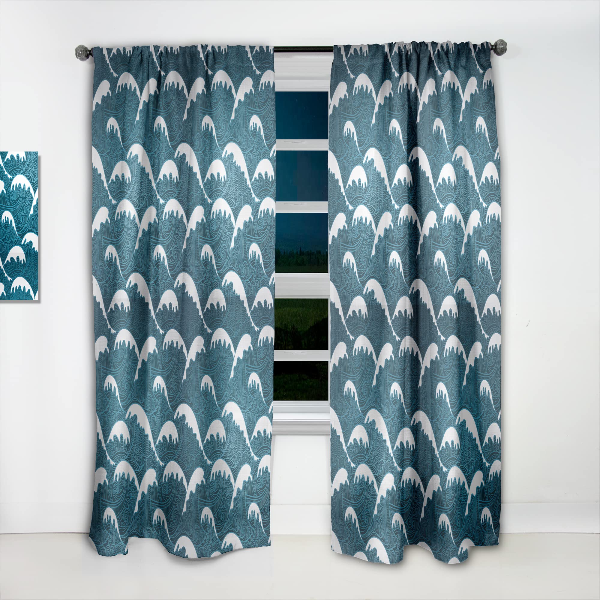 DesignQ 'Waves Pattern' Thermal Insulated Curtains - Single Panel 52x108 Inches - Blackout Drapes for Bedroom & Living Room - Perfect for Home Decor, Privacy & Light Control