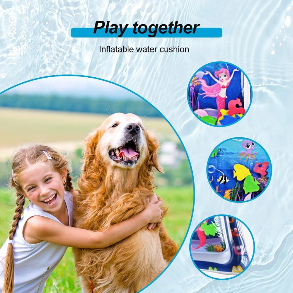 Interactive Water Play Mat for Cats - Sensory Water Pad with Toy Fish, Thick Hairtail Design - Fun Pet Game for Indoor Cats - Perfect for Playtime & Exercise (Tropical Fish Theme) - Great for Boredom Relief & Mental Stimulation