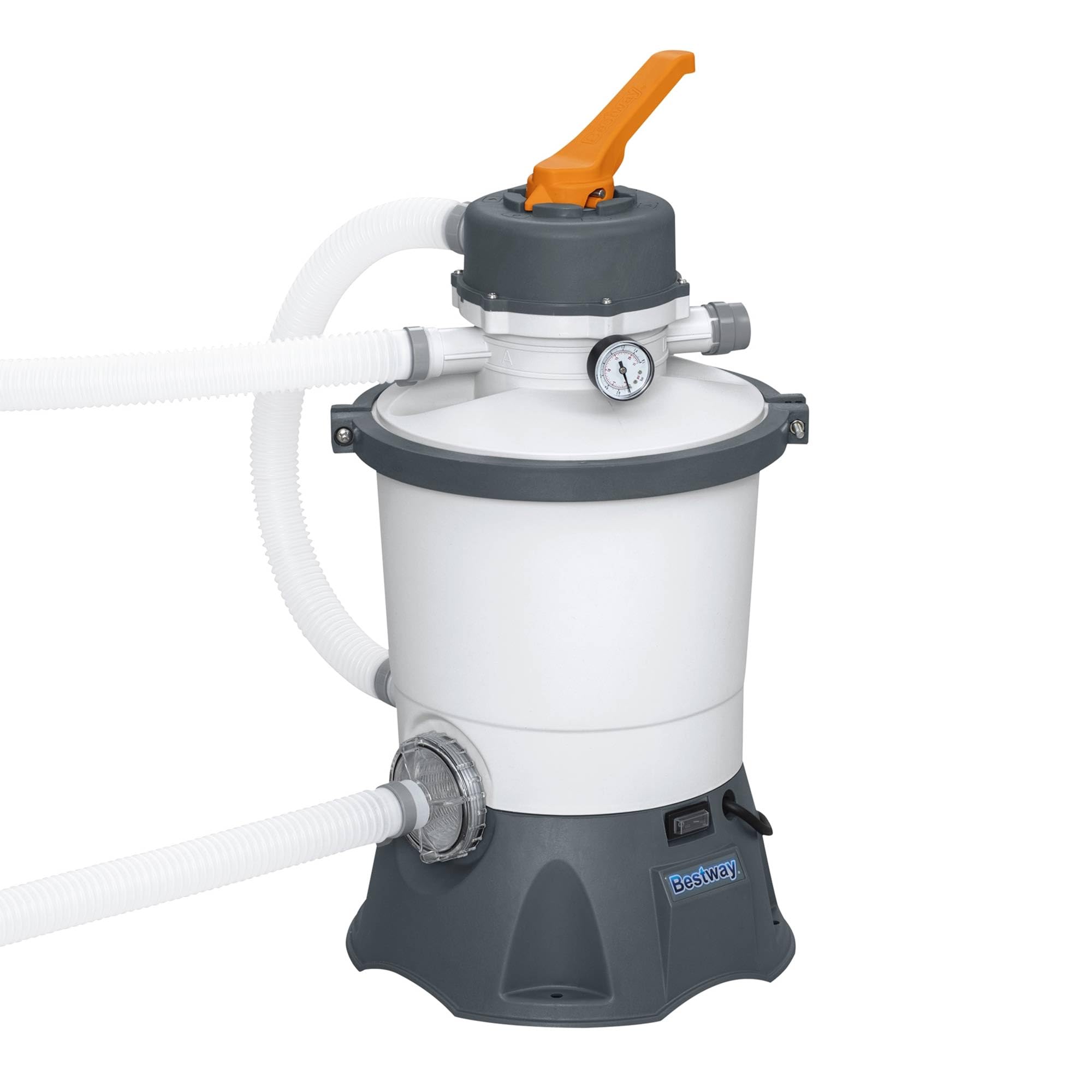 Bestway Flowclear 800 Gallon Sand Filter Pump for Above Ground Pools - Includes ChemConnect Chemical Dispenser, Pre-Filter Strainer & Top Flange Clamp - Easy Maintenance & Crystal Clear Water - Perfect for Backyard, Inflatable & Frame Pools (White)