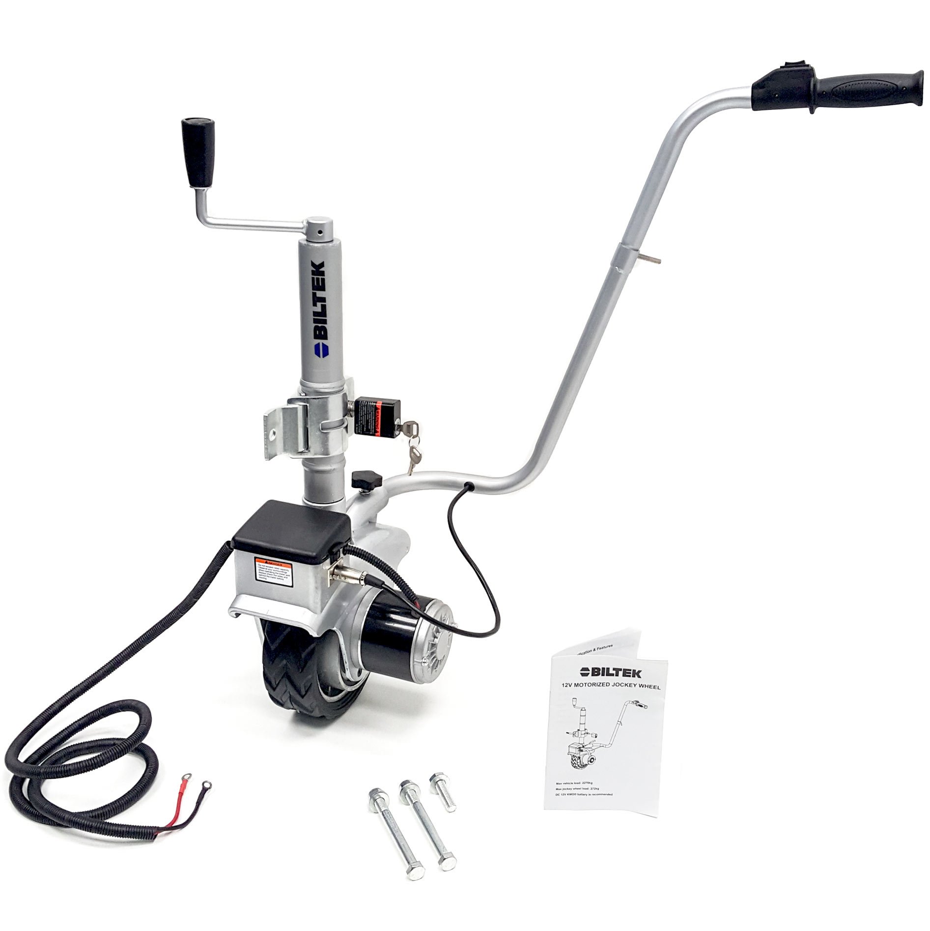 350W 12V Electric Trailer Jack - Heavy Duty 2500Lbs Capacity Trailer Mover with Lock & Key for Utility Trailers, Campers, Caravans & Boats - Easy Maneuvering for Parking & Storage