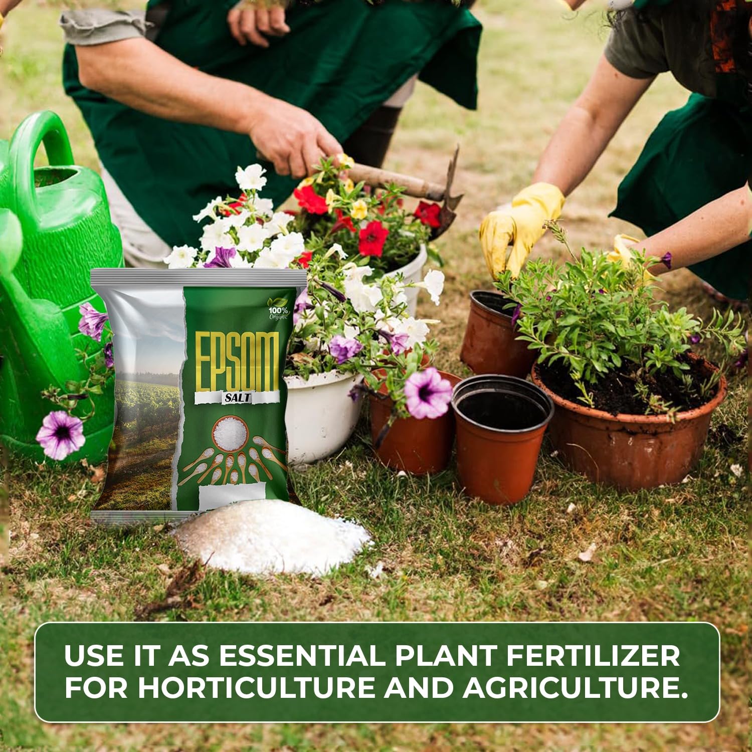 Pure Epsom Salt for Healthy Plants - 5kg (11 lbs) Magnesium Sulfate Fertilizer | Garden Soil Enhancer & Nutrient Booster for Lush Greenery