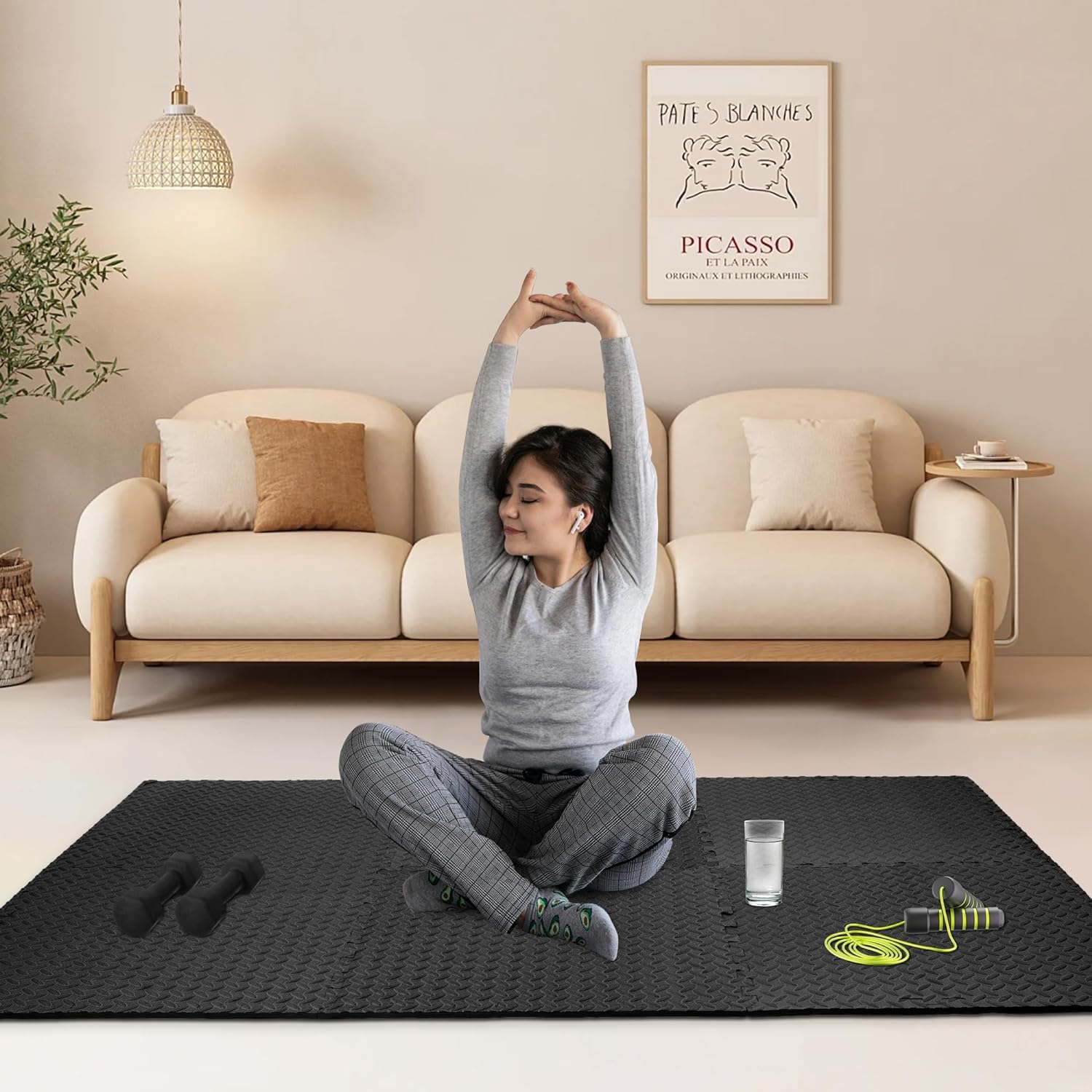 Signature Fitness EVA Foam Interlocking Puzzle Exercise Mat - Non-Slip Flooring for MMA, Yoga, Gymnastics & Home Gym - Multiple Sizes - Perfect for Workouts, Playrooms & Garage Gyms