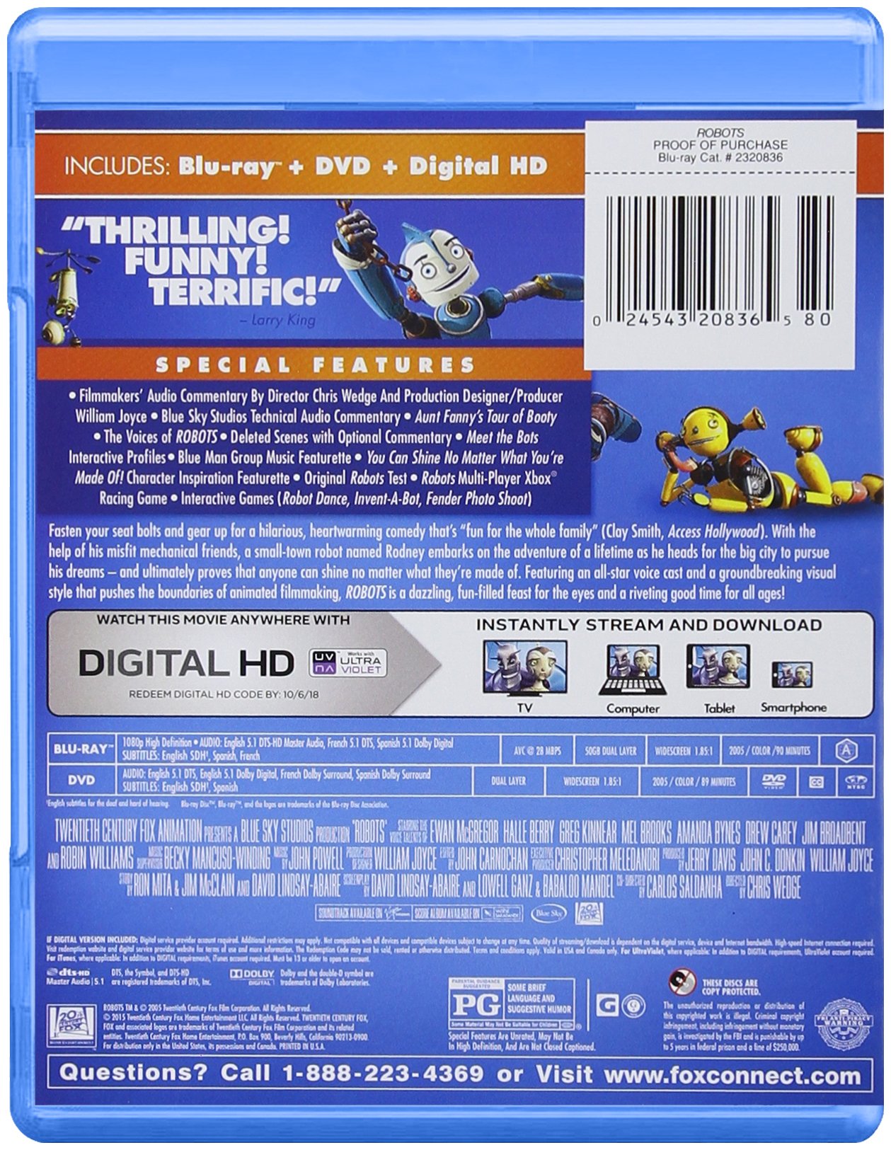 Robots Blu-ray Movie - Animated Family Film with Robin Williams | Perfect for Kids Movie Nights & Family Entertainment