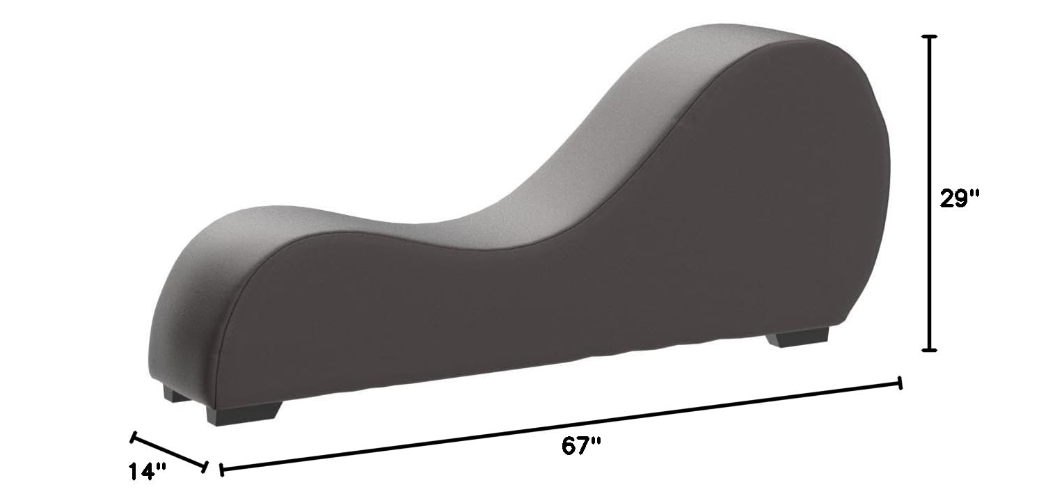 Premium Faux Leather Yoga Chaise Lounge Chair for Relaxation & Stretching - Brown | Home Gym, Meditation & Living Room Comfort Furniture