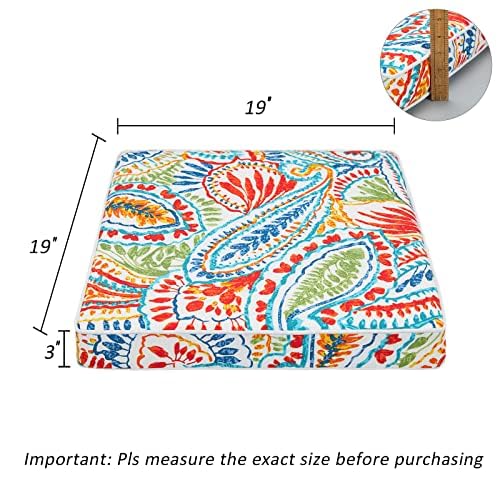 JMGBird Outdoor Chair Cushions Set of 4 - Waterproof 19x19 Inch Patio Seat Cushions with Ties - Durable & Comfortable for Garden, Deck, Poolside, and Outdoor Furniture