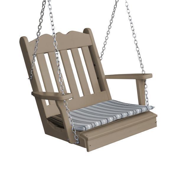 A&L Furniture Poly Royal English Chair Swing - Elegant Outdoor Patio Swing Chair for Garden, Porch, and Backyard Relaxation