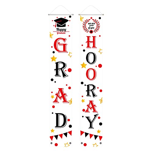 2021 Graduation Banner Decorations - Congrats Grad Hanging Porch Sign for Graduation Party Supplies | Indoor & Outdoor Home Door Décor for Backyard, School Events & Celebration Photos (B)