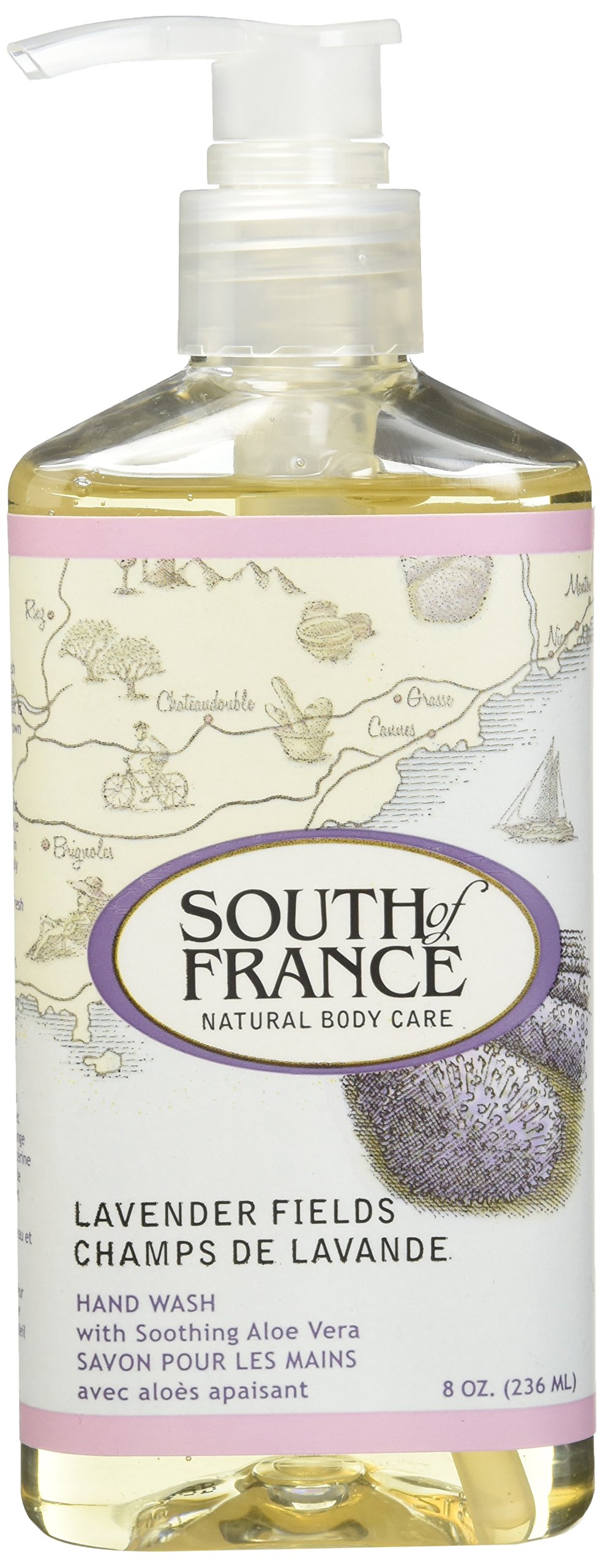 South of France Lavender Fields Hand Wash - 8 Fl Oz | Natural & Refreshing Lavender Scent | Perfect for Bathrooms, Kitchens & Guest Rooms (08568852008)