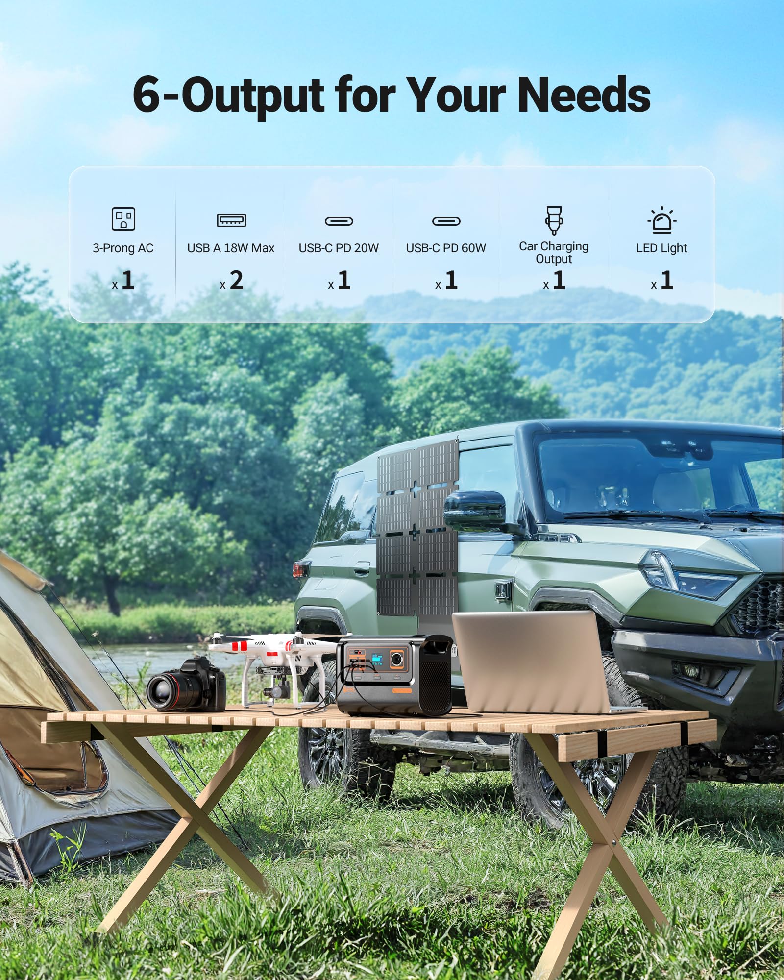 EBL 300W Portable Power Station with 40W Solar Panel - Solar Generator for Camping, RV, Emergency Backup & Outdoor Adventures