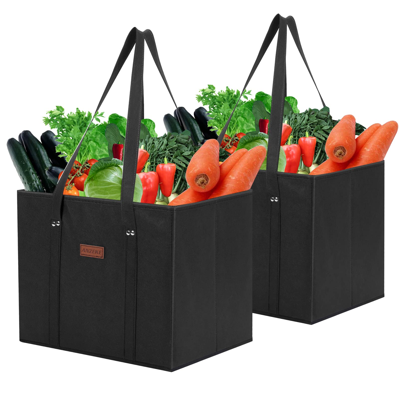 Eco-Friendly Reusable Grocery Bags - Heavy Duty Shopping Tote with Reinforced Bottom & Sturdy Handles, Collapsible & Durable for Groceries, Farmers Market & Everyday Use