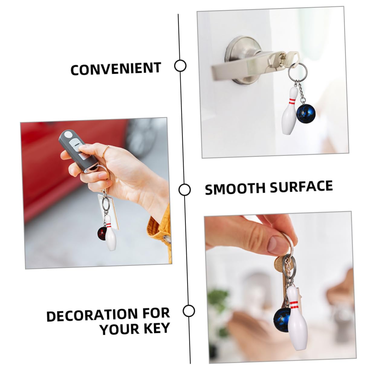 GAROZATION 12pcs Stainless Steel Bowling Keychain Set - Sports Keyring Decorations for Bowling Enthusiasts - Perfect Gift for Bowling Match Souvenirs & Team Spirit Accessories