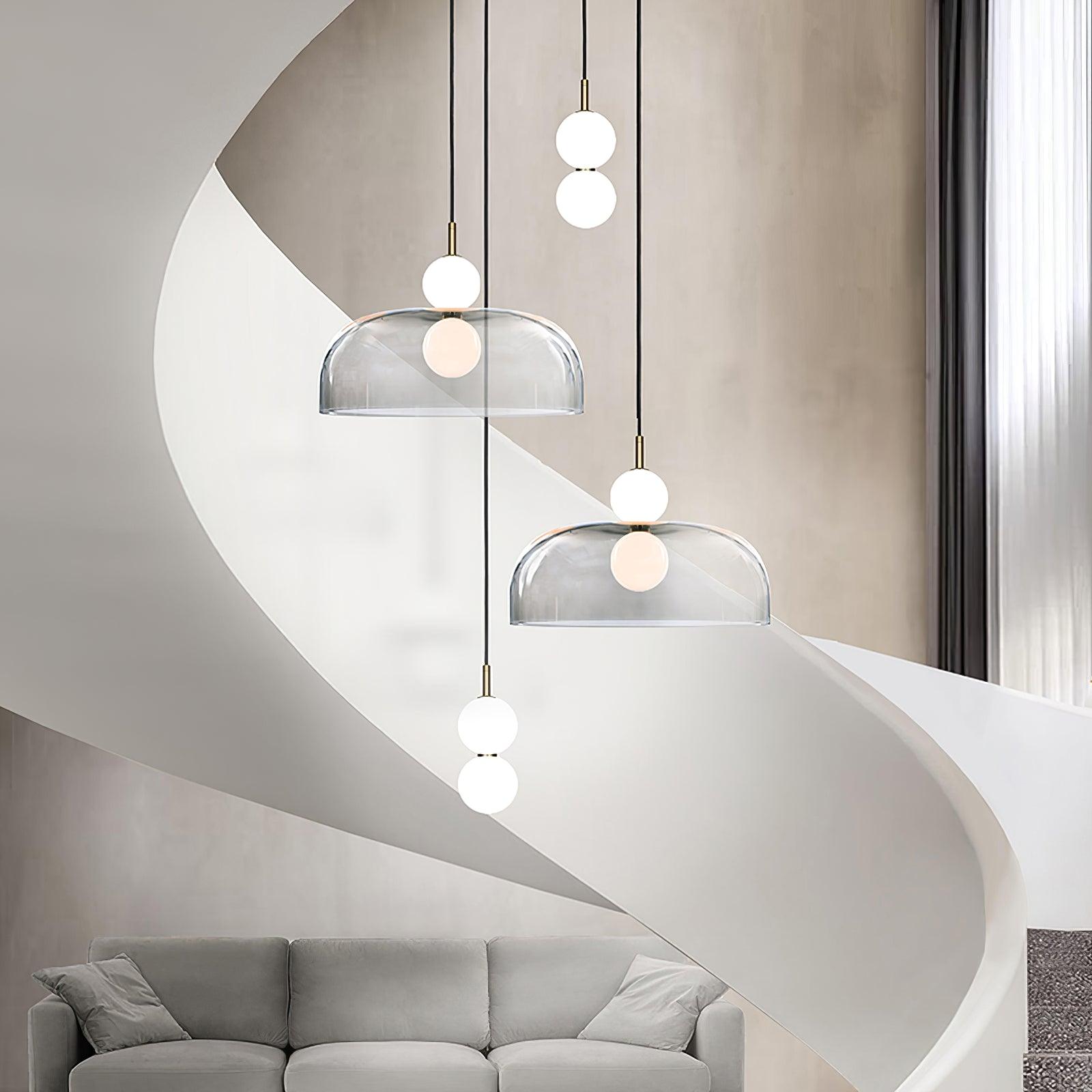 Modern Echo Glass Pendant Light - Elegant Hanging Fixture for Kitchen Island, Dining Room & Bedroom Lighting - Dimmable LED Chandelier for Home Decor
