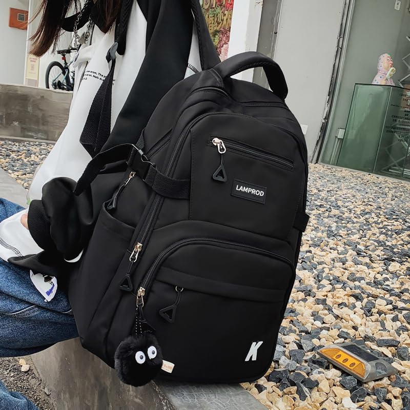 **Stylish Aesthetic Backpack for Girls - Large Capacity School Backpack, Cute Casual Daypack for Middle School & College Students, Travel Backpack for Kids (Black) - Perfect for School, Travel & Daily Use**