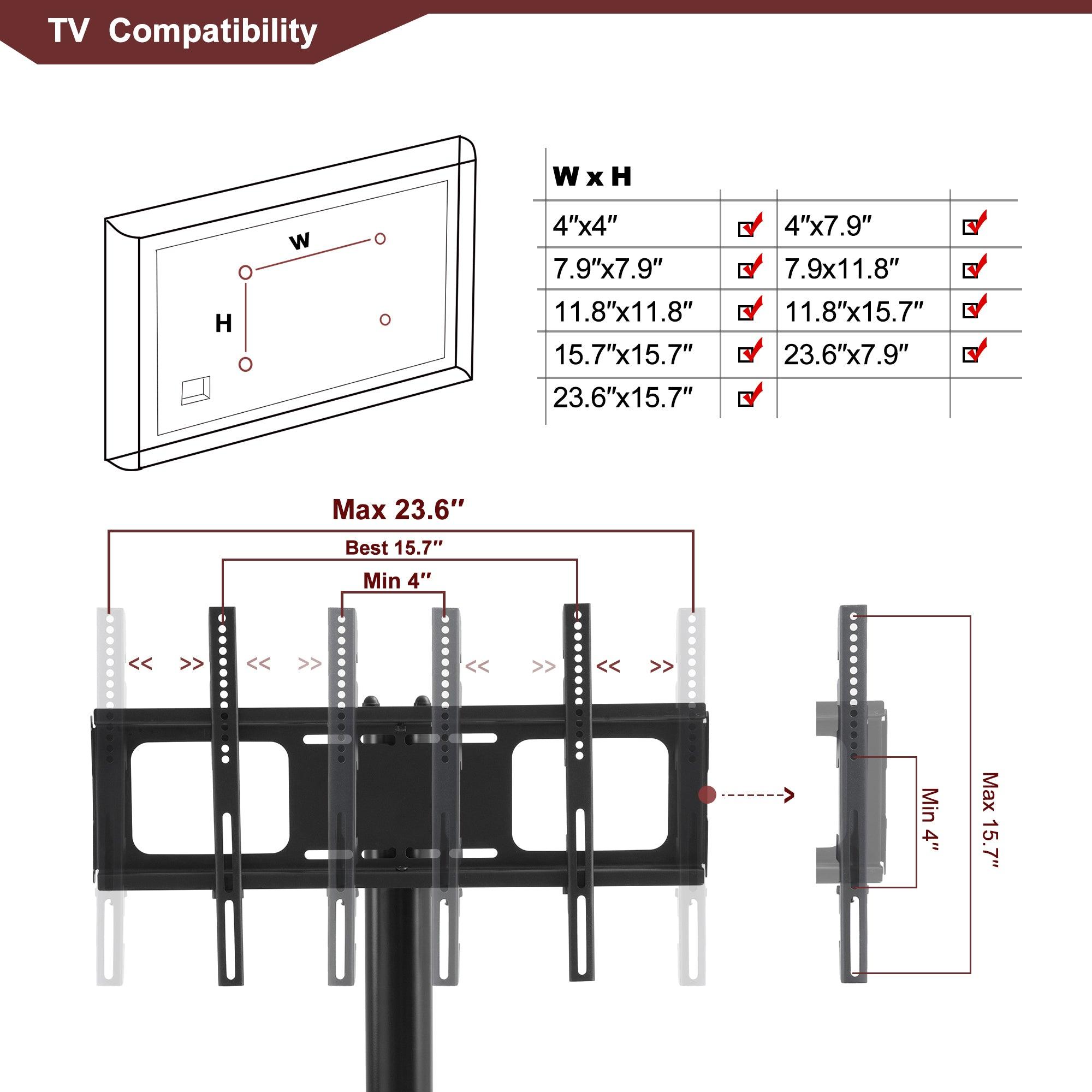 Adjustable Black Multi-Function TV Stand with Swivel & 3-Tier Shelves - Perfect for Living Room, Bedroom, or Home Theater Setup
