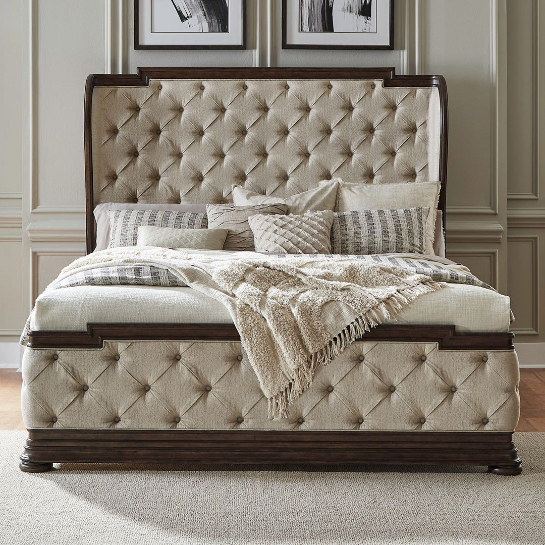 Provence Park Bed - Elegant French Country Style Wooden Bed Frame for Bedroom | Perfect for Farmhouse, Cottage & Rustic Home Decor