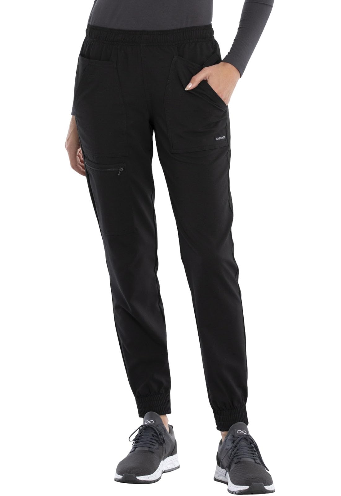 Cherokee Women's Mid Rise Tapered Leg Jogger Scrubs Pants - Comfortable Medical Workwear for Nurses & Healthcare Professionals