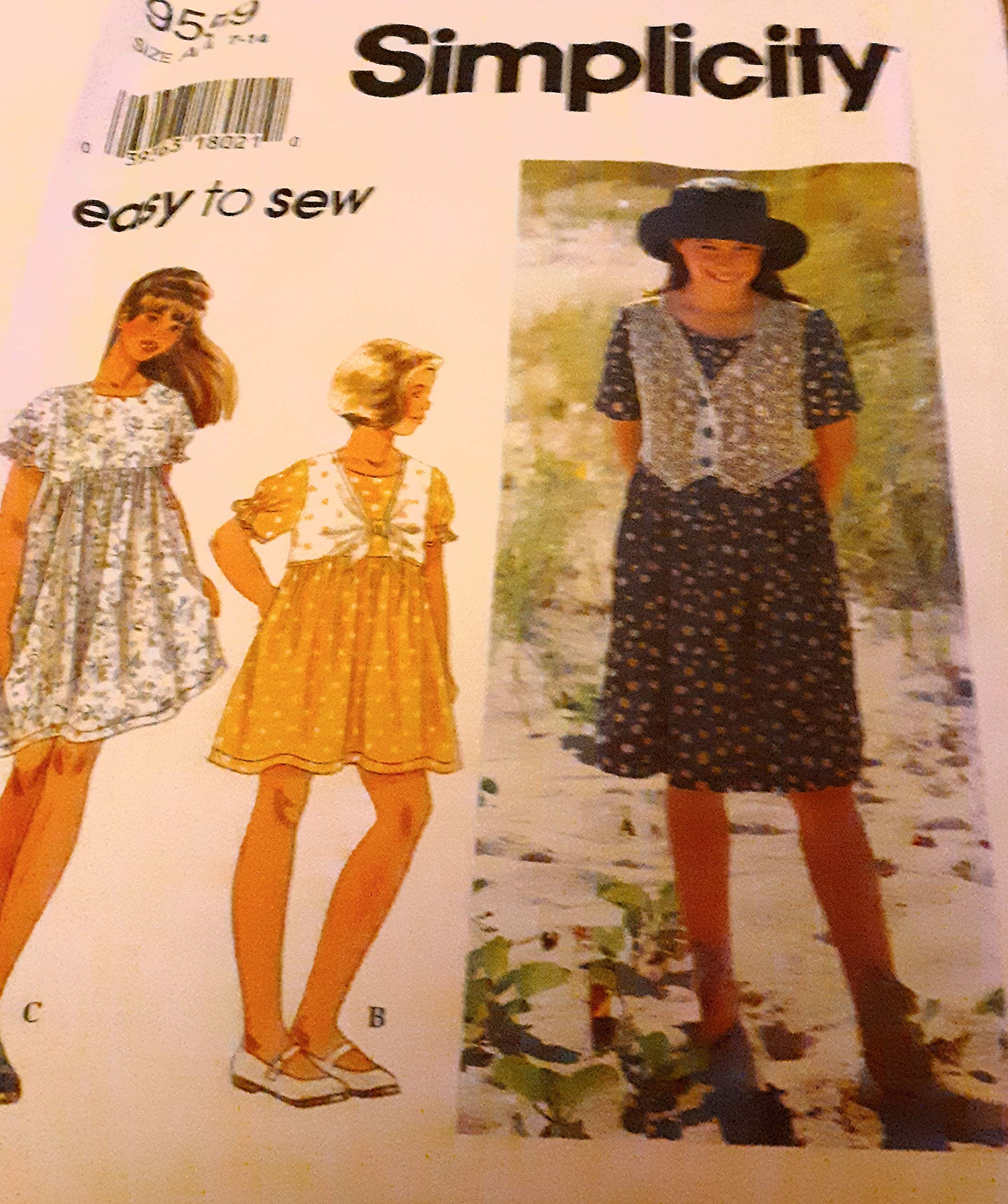 SIMPLICITY 9559 Pullover Dresses Sewing Pattern for Girls & Plus Size (AA: 7-14) - DIY Fashion for Casual Wear & Special Occasions