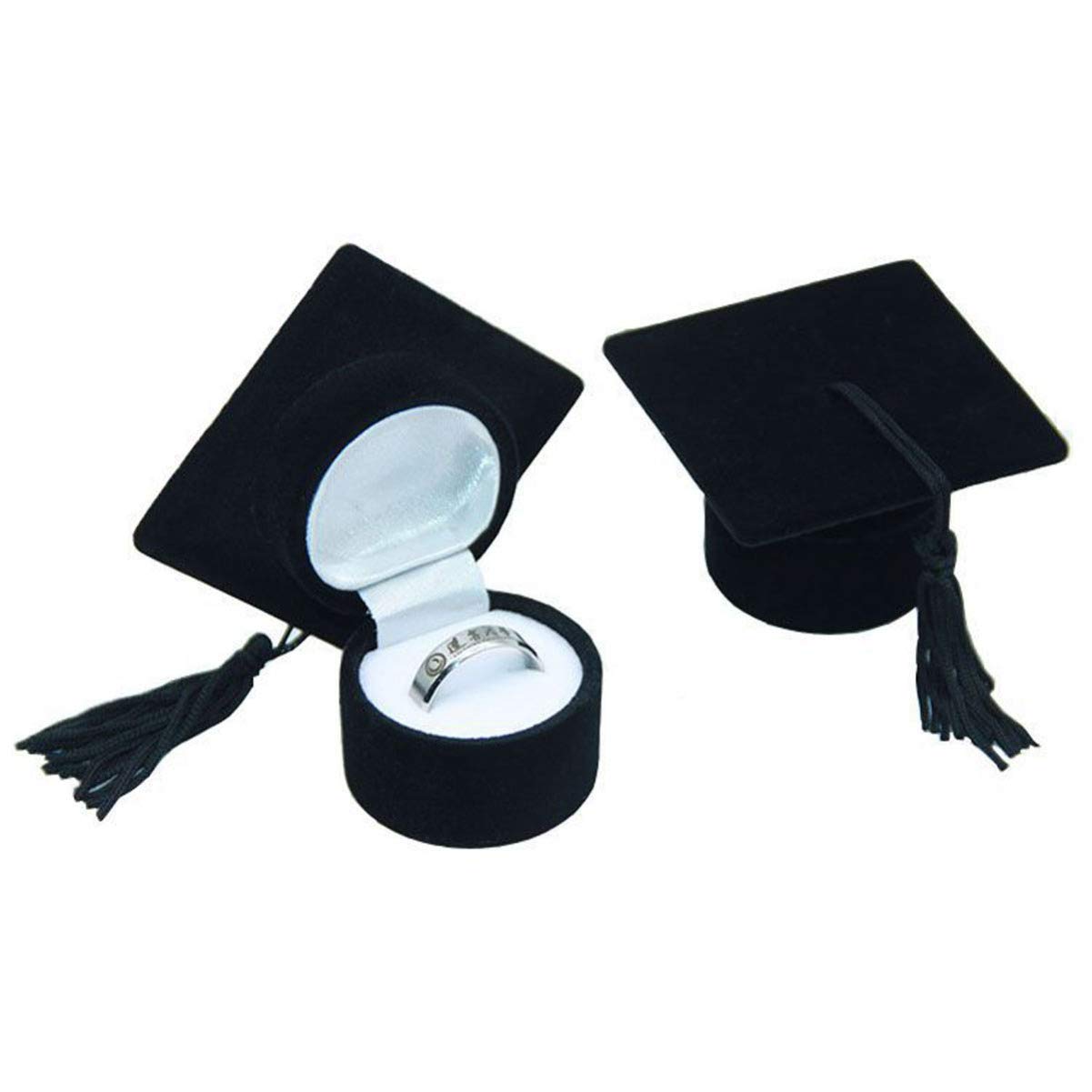 PRETYZOOM Graduation Cap Shaped Ring Box - Doctor Hat Jewelry Storage Case for Engagement Rings & Wedding Bands - Perfect Graduation Gift & Party Decoration for Ceremonies, Prom, or Anniversary Celebrations
