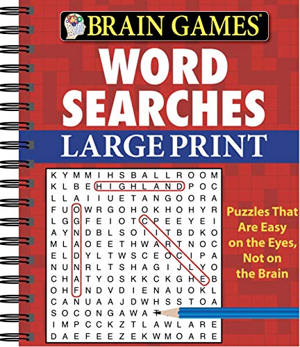 Brain Games - Large Print Word Search Puzzles for Adults (Red) | Fun & Relaxing Activity for Seniors & Travel