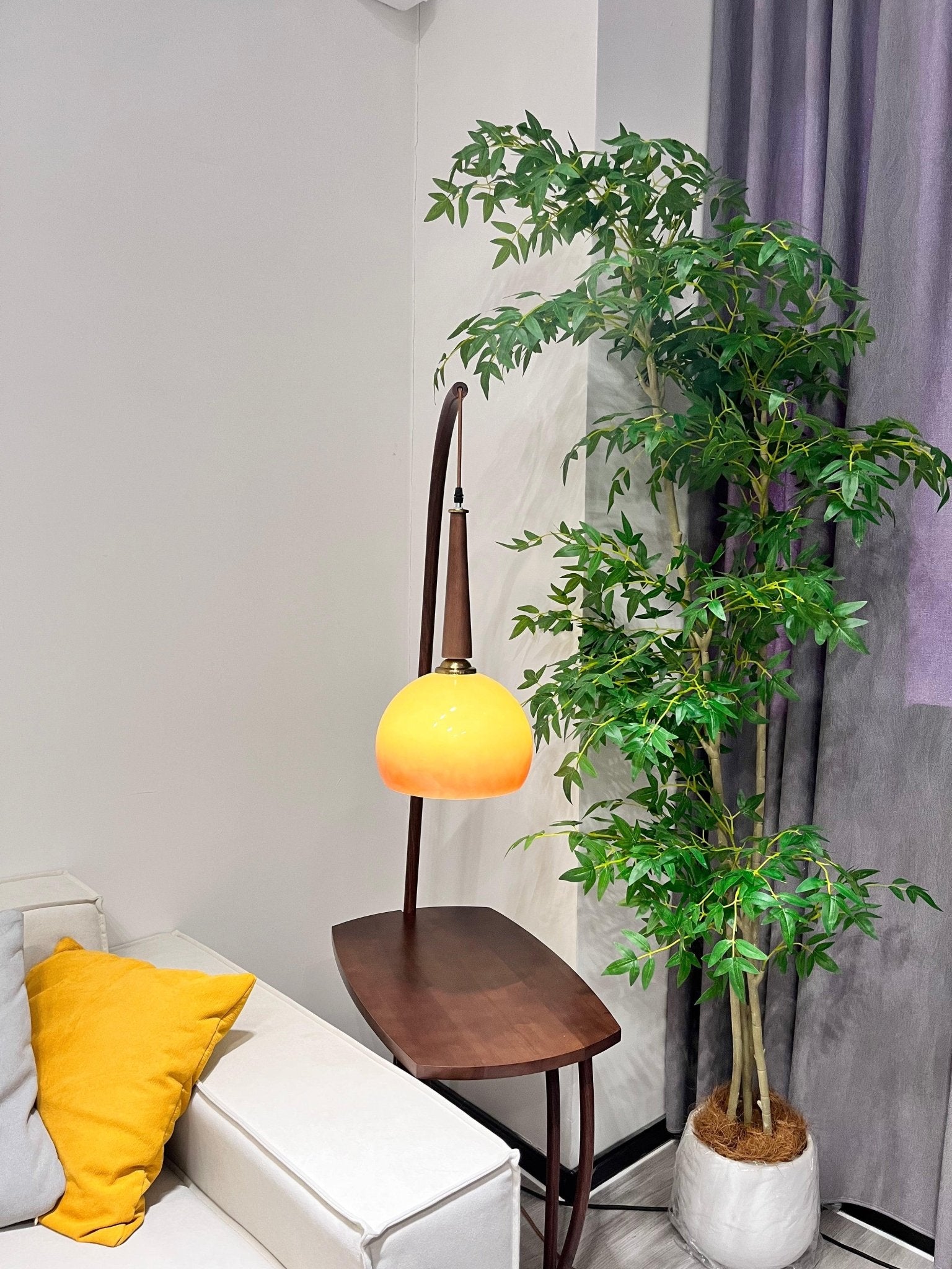 Modern Cantilever Wood Accent Floor Lamp - Adjustable Reading Light for Living Room, Bedroom & Office - Warm Ambient Lighting for Cozy Home Decor