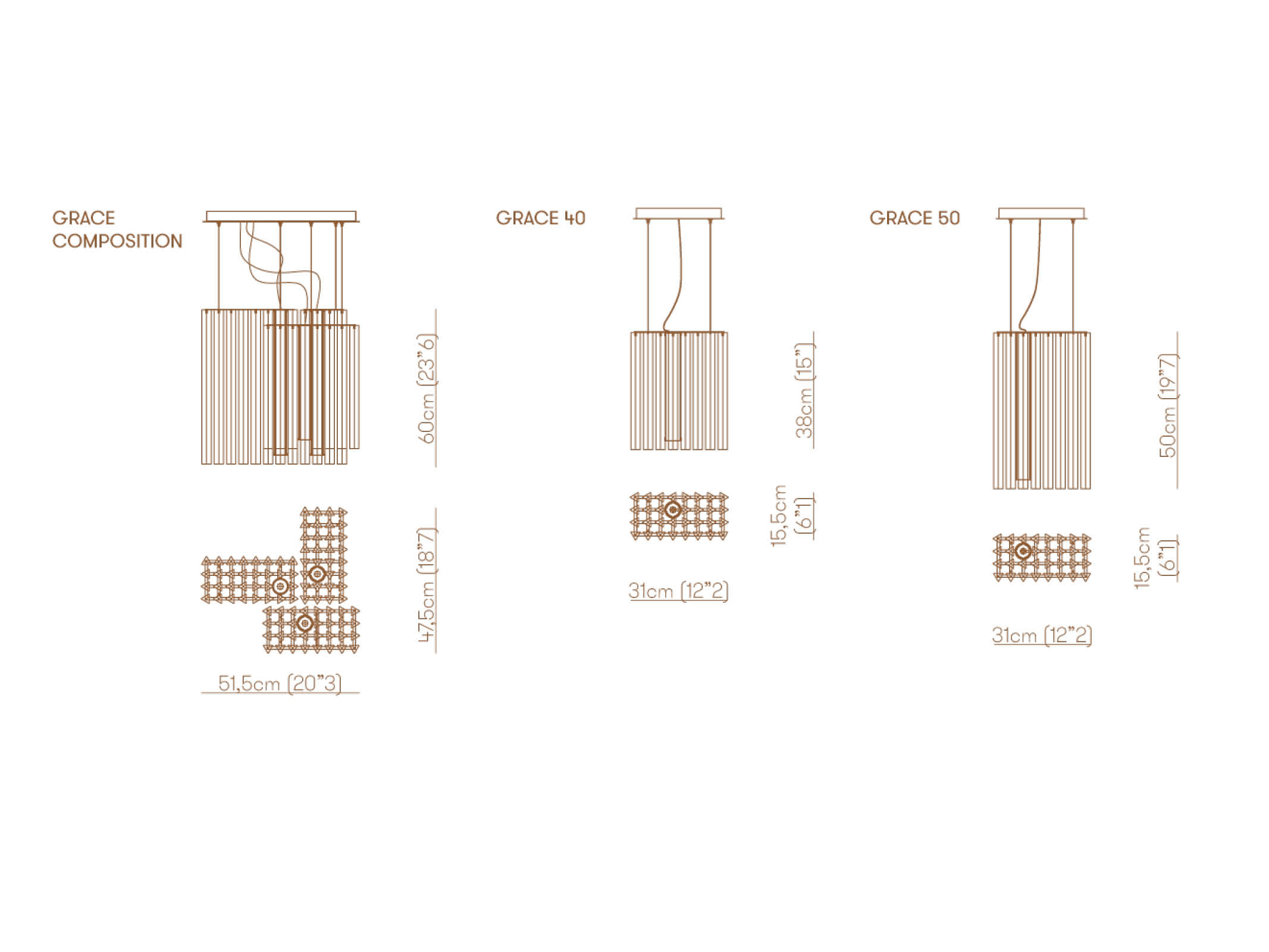 Grace Modern Suspension Light - Elegant Hanging Chandelier for Dining Room, Living Room, Bedroom & Kitchen Ceiling Decor