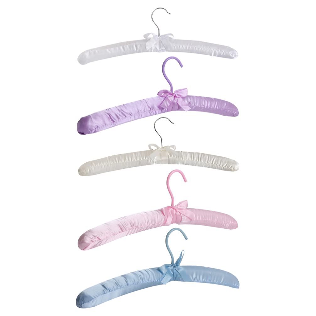 5-Piece Satin Wedding Dress Hangers for Bride - Wooden Rotating Clothes Hangers for Fancy Dresses, Sweaters & Coats - Perfect for Bridal Showers, Home Closet & Wardrobe Organization