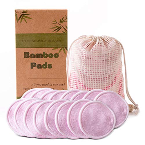 16Pcs Reusable Bamboo Cotton Makeup Remover Pads - Eco-Friendly Facial Cleansing Rounds for Gentle Makeup Removal & Skincare - Perfect for Daily Face Cleaning & Travel