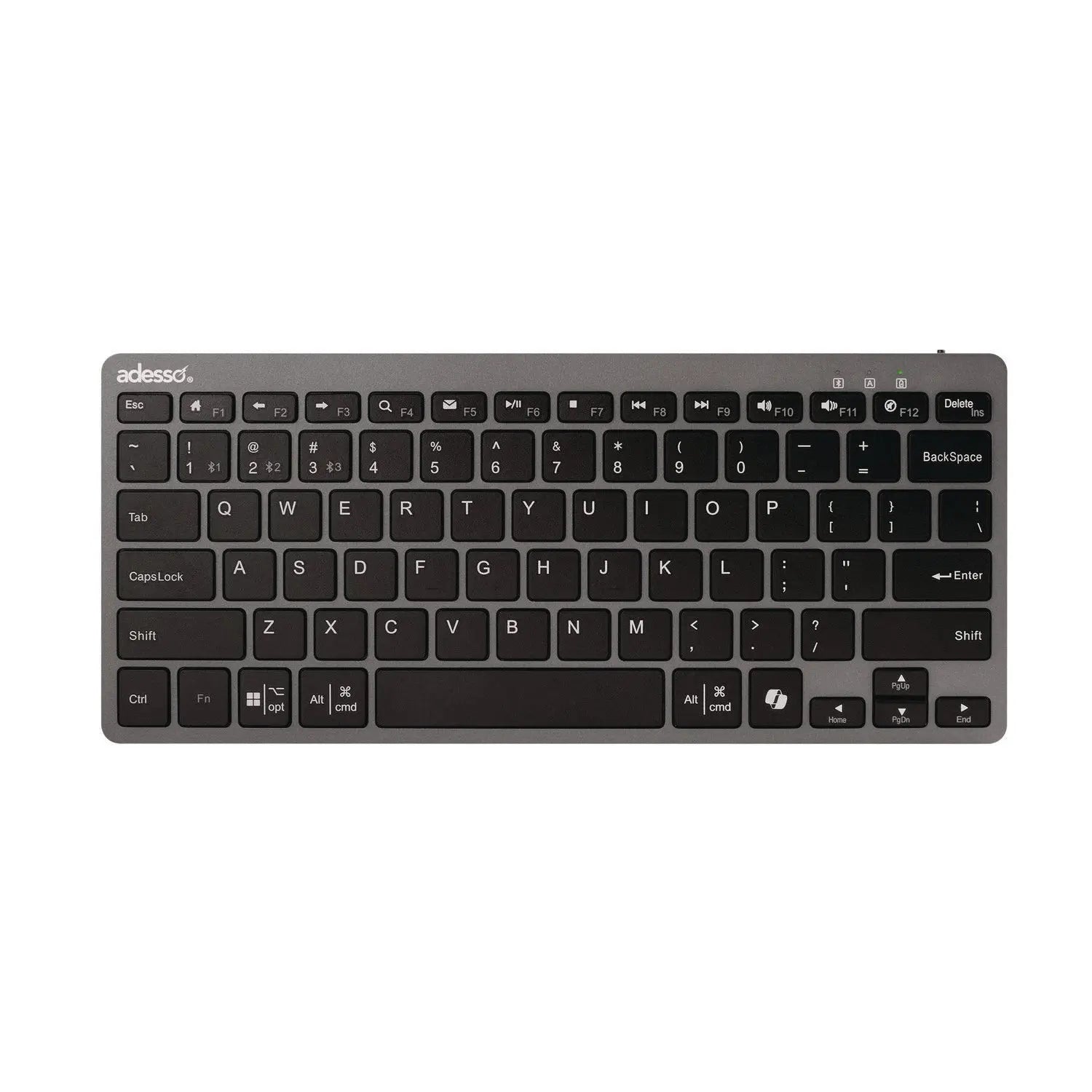 Adesso WKB 7000 Wireless Keyboard - Slim Ergonomic Design with Quiet Keys for Office & Home (Gray/Black) | Perfect for Typing, Gaming & Productivity