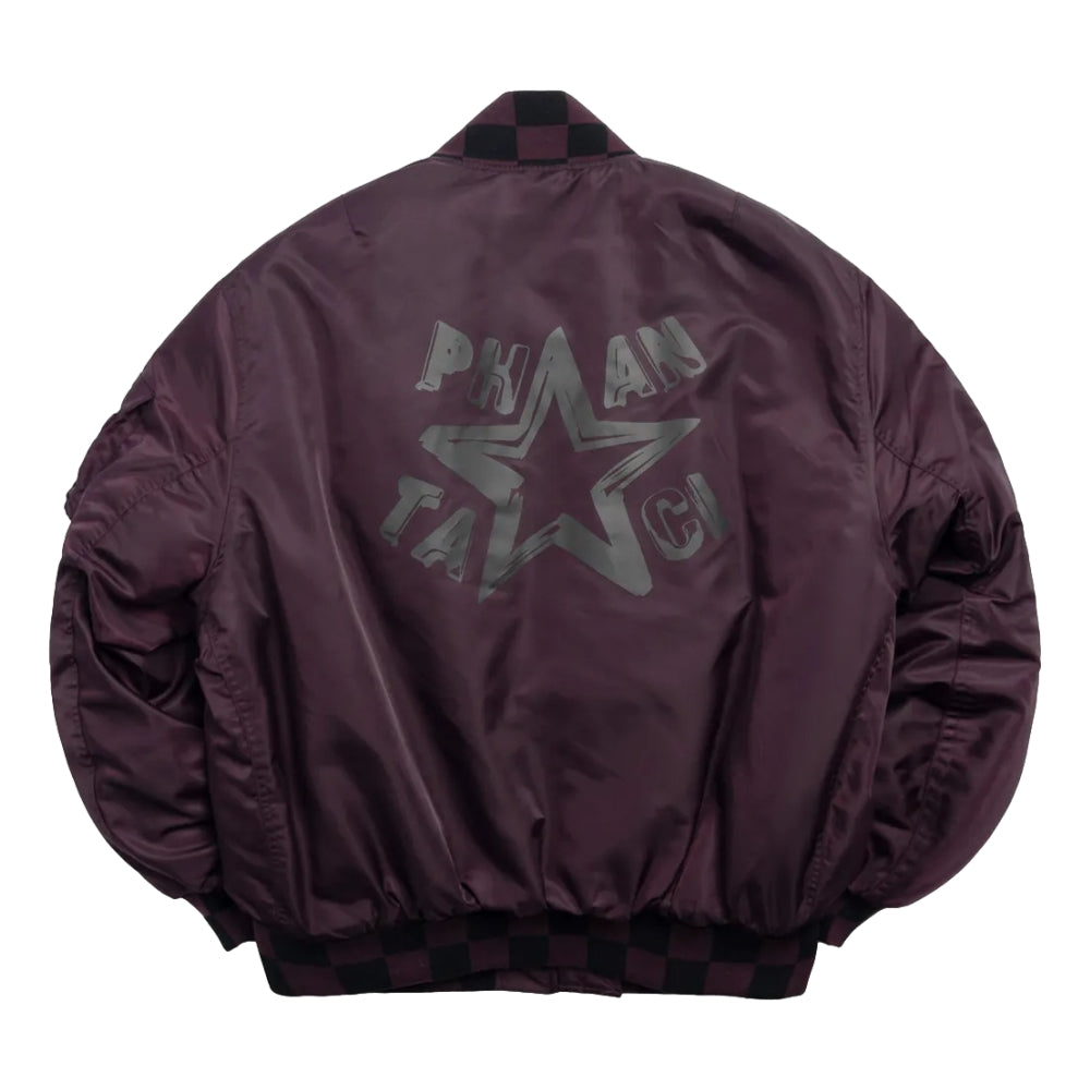 PHANTACI Draw Star Flight Jacket - Purple Aviator Bomber Jacket for Men & Women | Streetwear Fashion, Urban Style, Casual Outfit
