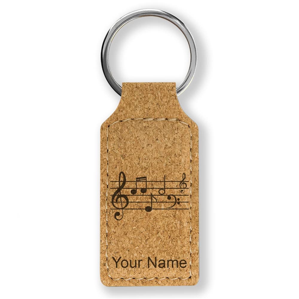 LaserGram Custom Engraved Rectangle Keychain with Music Staff Design - Perfect for Musicians, Teachers & Music Lovers - Great Gift for Birthdays, Graduations & Special Occasions