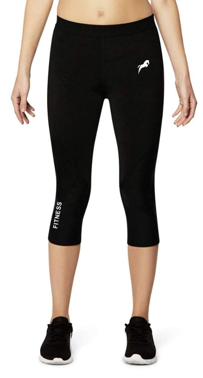 Rider 3/4 Capri Length Compression Tights for Women - Small Size - Moisture Wicking & Muscle Support - Perfect for Running, Yoga & Workouts
