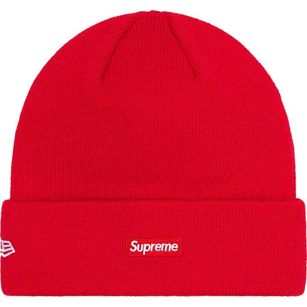 Supreme New Era S Logo Beanie - Red Winter Hat for Men & Women - Warm Knit Skull Cap for Cold Weather, Streetwear Fashion, Urban Style