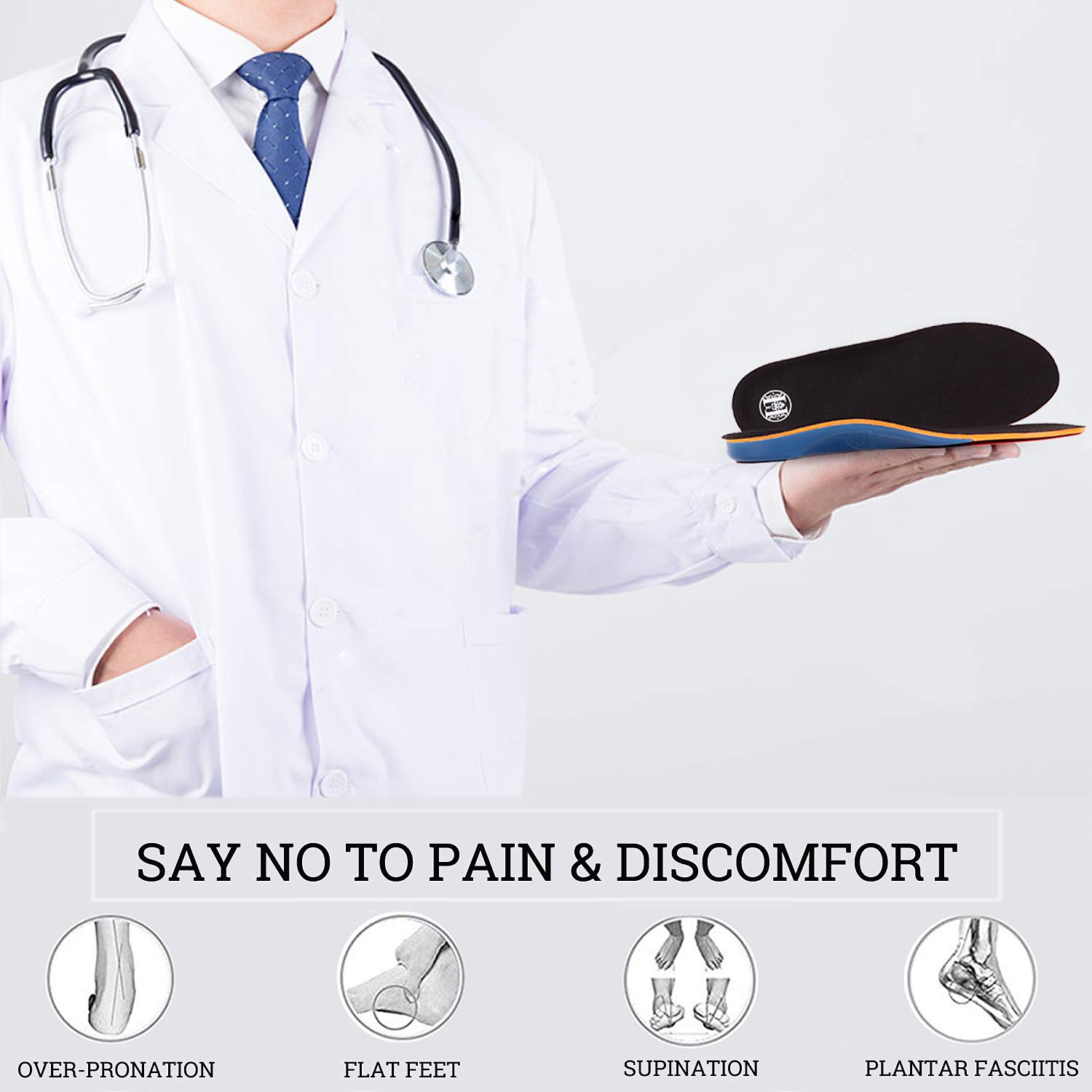 **Diig Memory Foam Orthotic Shoe Insoles for Men & Women – Relieve Flat Feet, Heel Pain & Fatigue – Full-Length Support for Work & Casual Shoes – Perfect for Standing All Day, Walking, or Running**