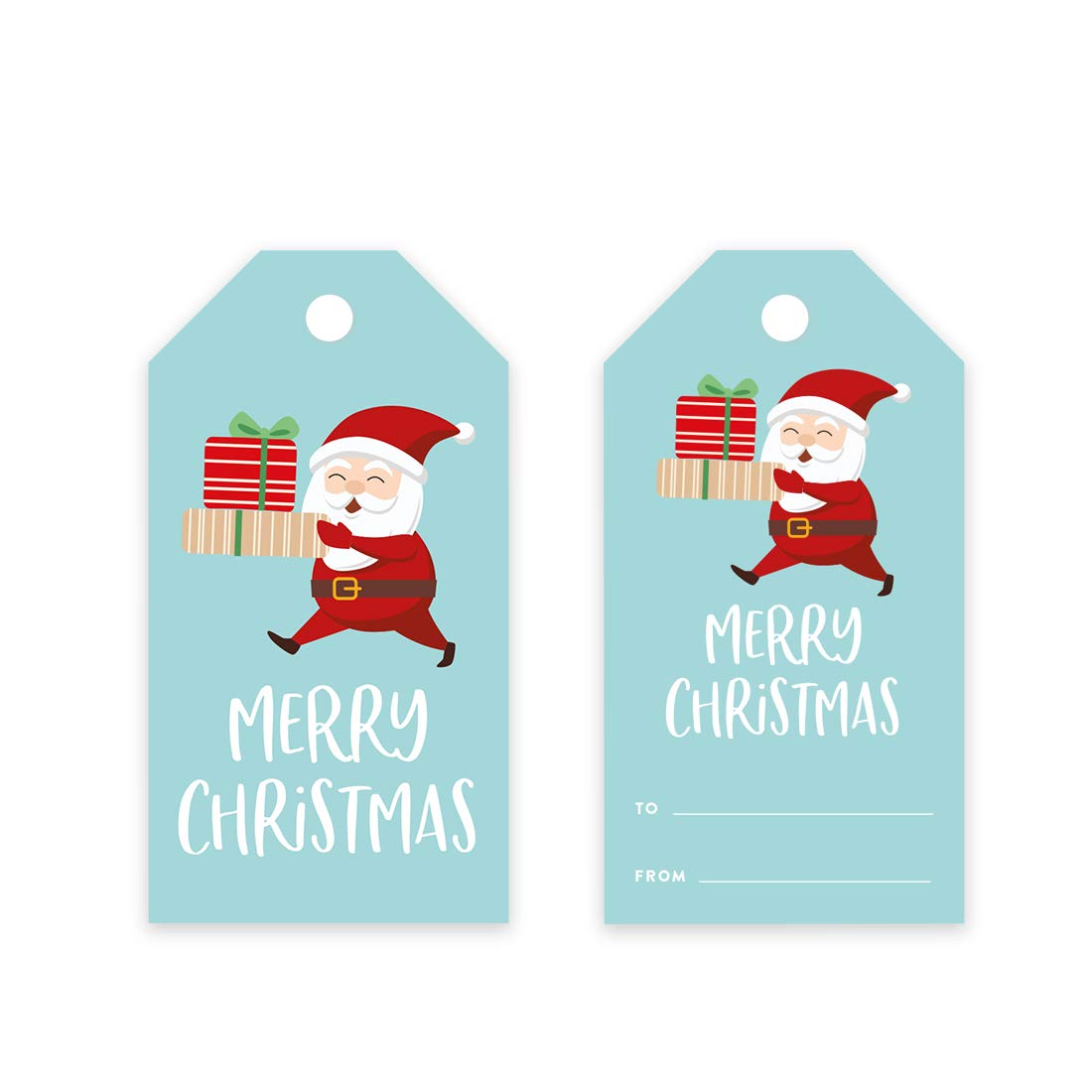 60-Pack Andaz Press Christmas Holiday Gift Tags - Classic Merry Christmas To From Favor Tags with Santa Claus Carrying Presents Design | Perfect for Holiday Parties, Events, Gift Wrapping & Festive Decorations