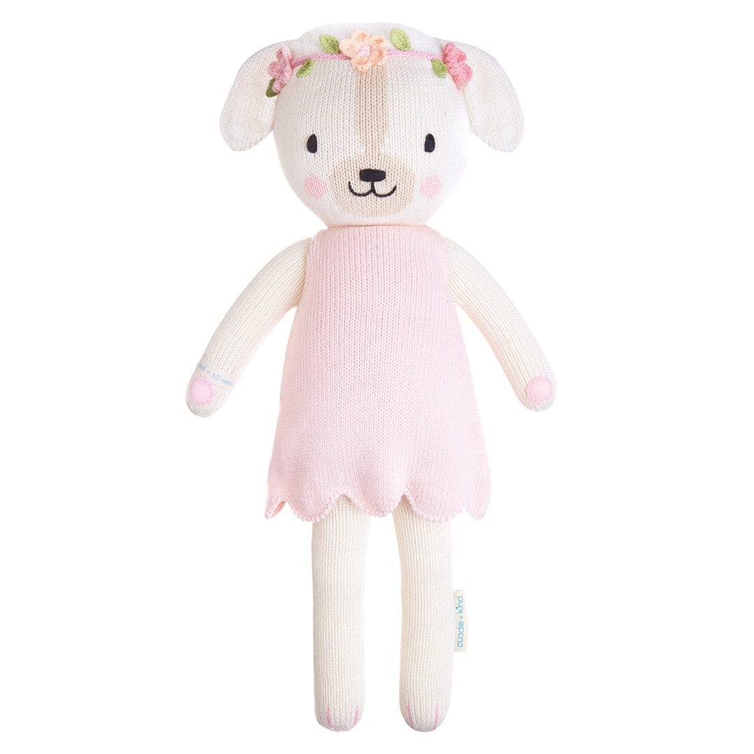 Cuddle+Kind Charlotte the Dog Plush Toy - Handmade Organic Cotton Stuffed Animal for Kids & Adults - Perfect for Gifts, Nursery Decor, and Comforting Companionship