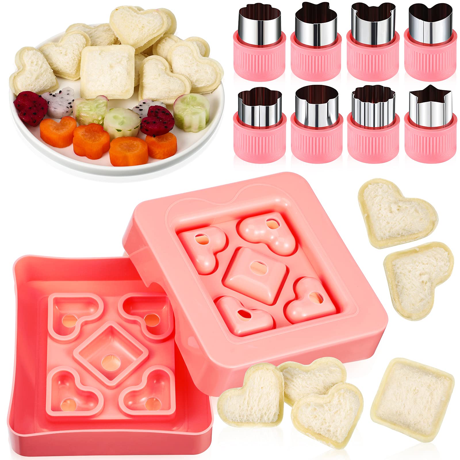 9-Piece Mini Sandwich Cutter Set - Fun Shapes for DIY Bento Box, Fruits & Vegetables - Crust Remover & Sealer for Kids Lunch - Perfect for School, Picnics & Party Snacks