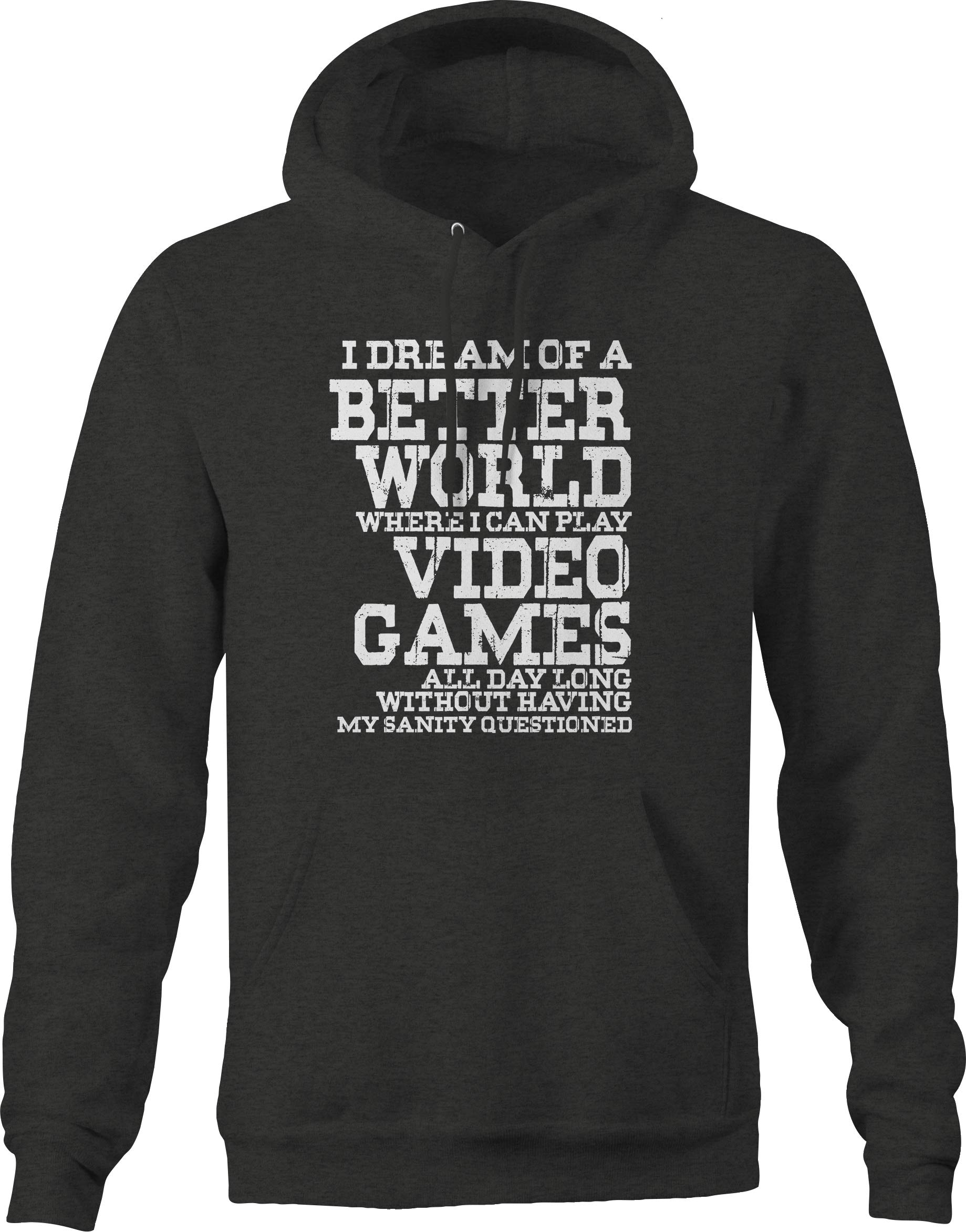 Dream of World Play Video Games Graphic Hoodies XLarge Dark Grey - Perfect for Gaming Nights and Casual Outings