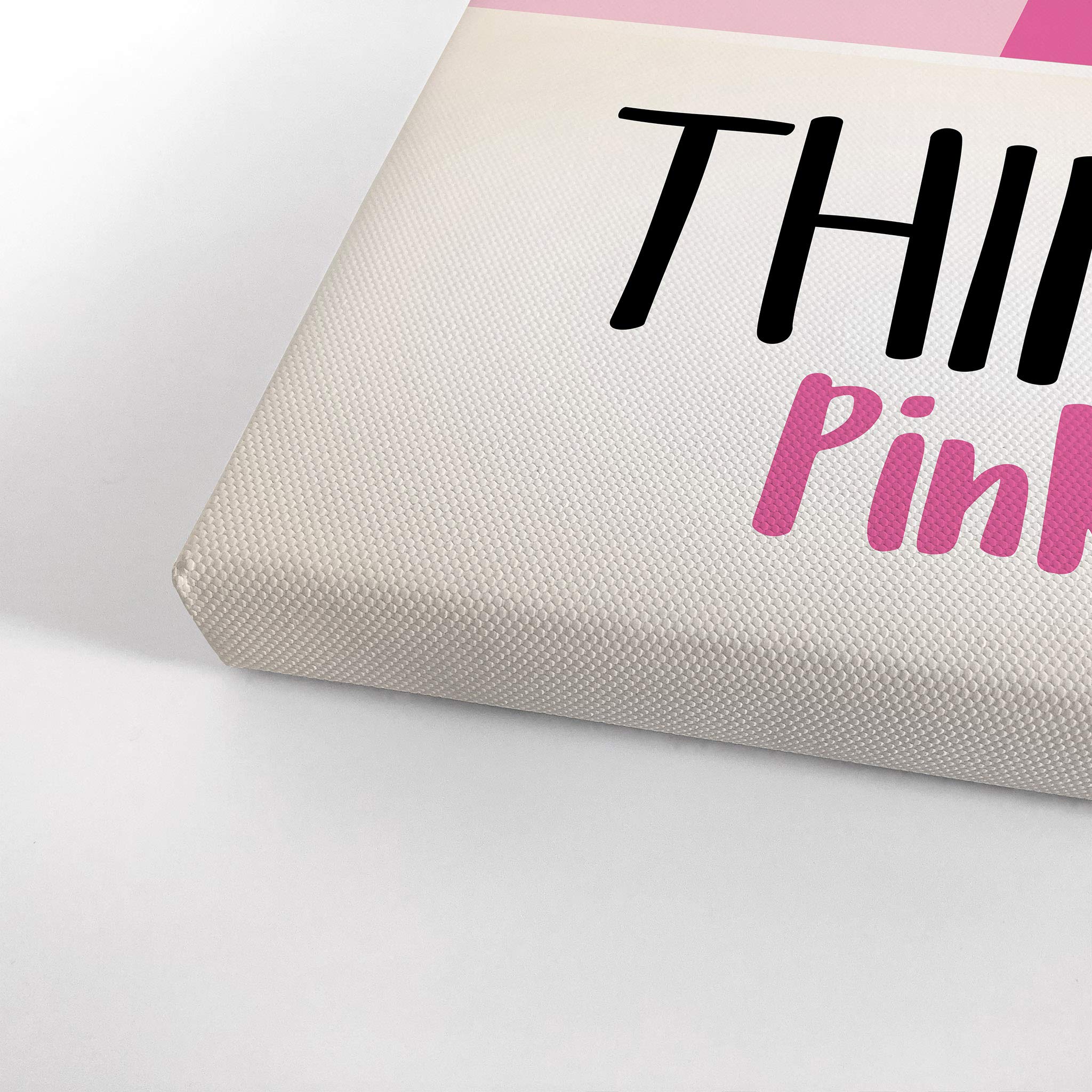 Think Pink Flamingo Quote Canvas Print - Pink & Cream Wall Art for Kids Room, Nursery & Baby Room Decor - Ready to Hang 36x24 - Made in USA | Perfect for Birthday Gifts & Girls Bedroom Decoration