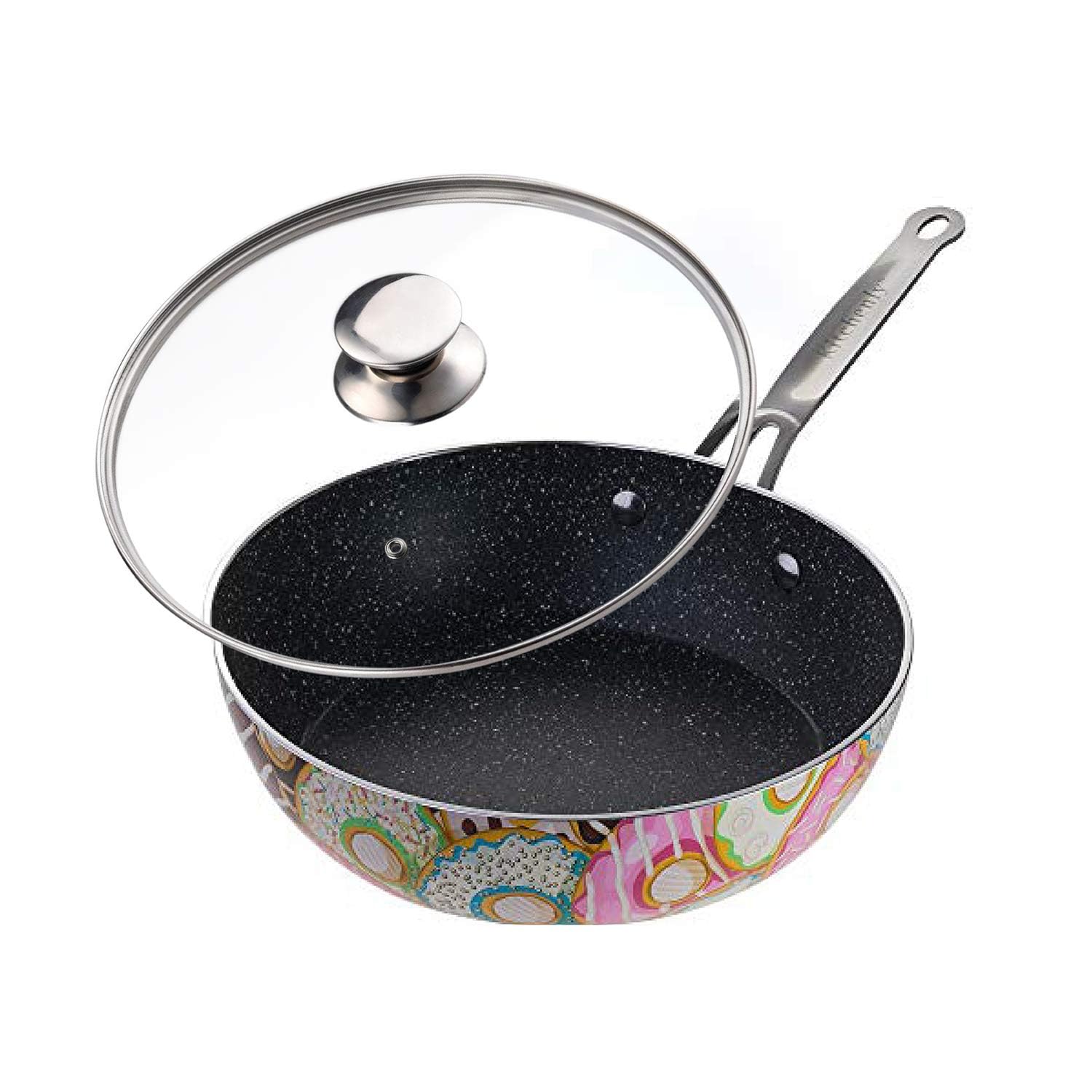 KITCHENLY™ 11 Inch Nonstick Deep Frying Pan with Lid - Stone Coated Cookware for Gas, Electric & Induction Stoves - Oven Safe - Perfect for Sautéing, Frying & Cooking Eggs