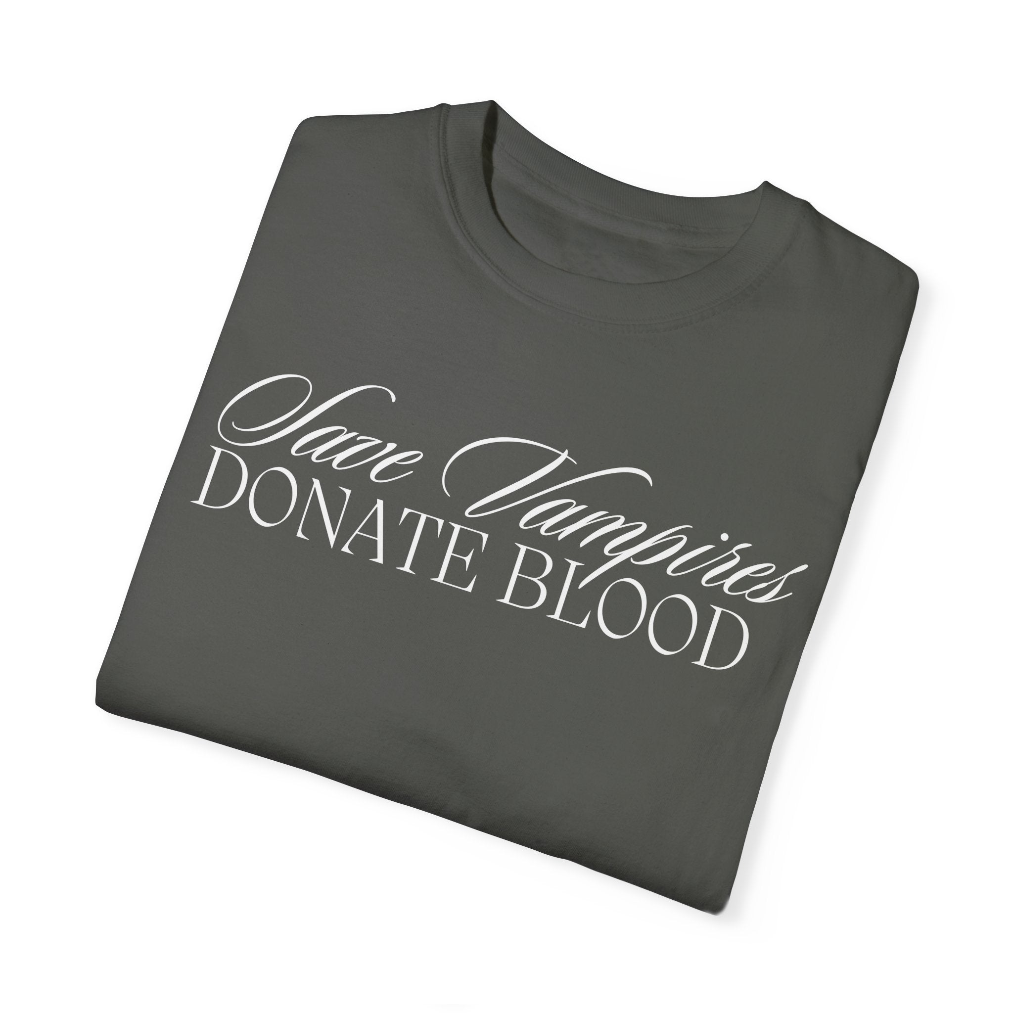 Save Vamps Donate Blood T-Shirt - Funny Vampire Graphic Tee for Men & Women - Perfect for Halloween Costumes & Vampire Lovers