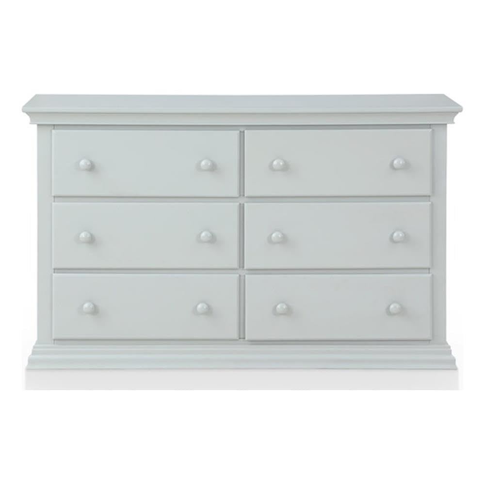 Universal Double Dresser for Nursery & Bedroom - 6 Spacious Drawers, Fully Assembled with Anti-Tip Kit, Gray Wooden Baby Dresser - Perfect for Organizing Baby Clothes, Blankets & Nursery Essentials