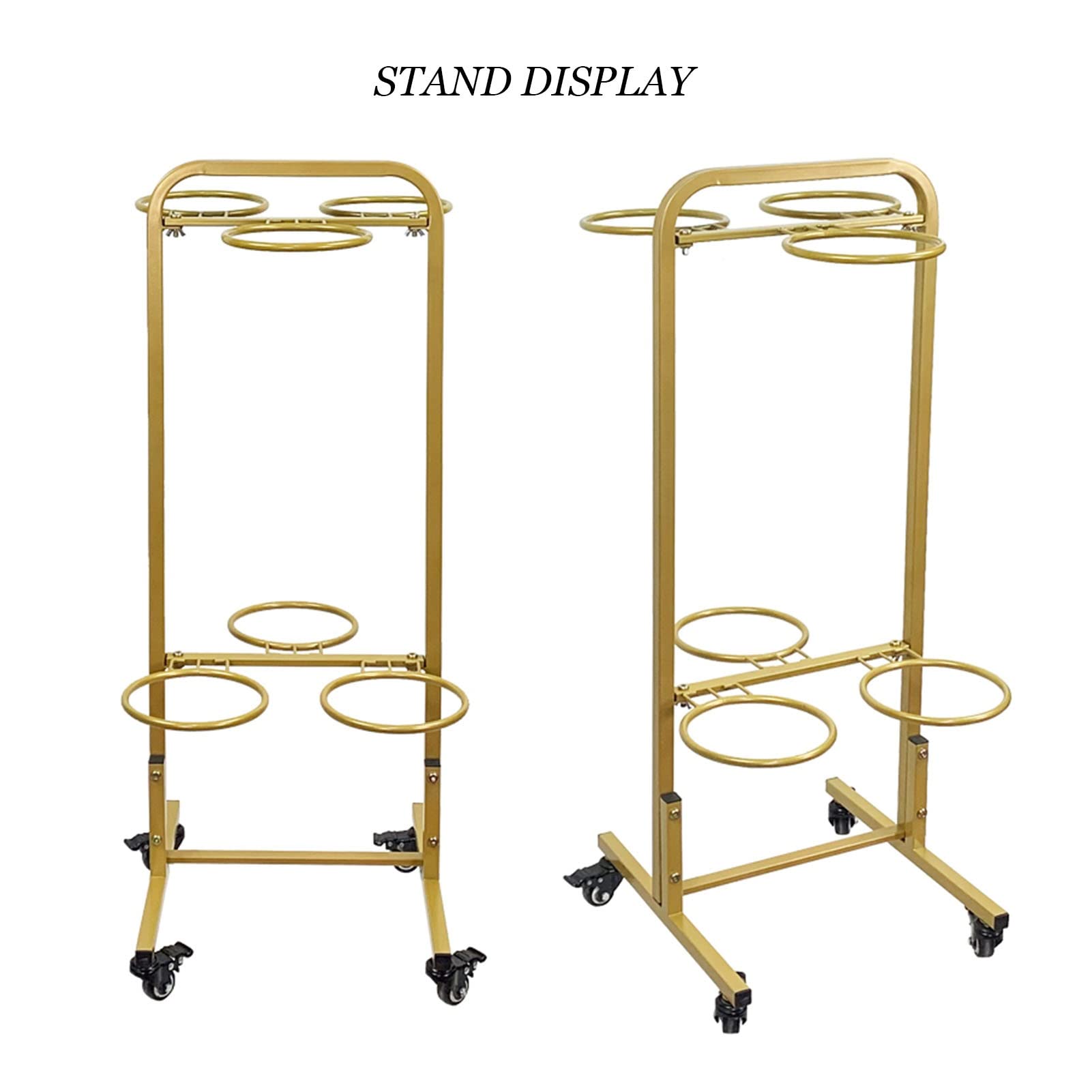 Premium 2-Tier Metal Flower Holder Rack - Gold Shelf & Black Bucket Garden Plant Stand for Outdoor Floral Displays | Perfect for Florists, Gardening, Patio Decor & Wedding Arrangements (6 Barrels, 2 Layers)